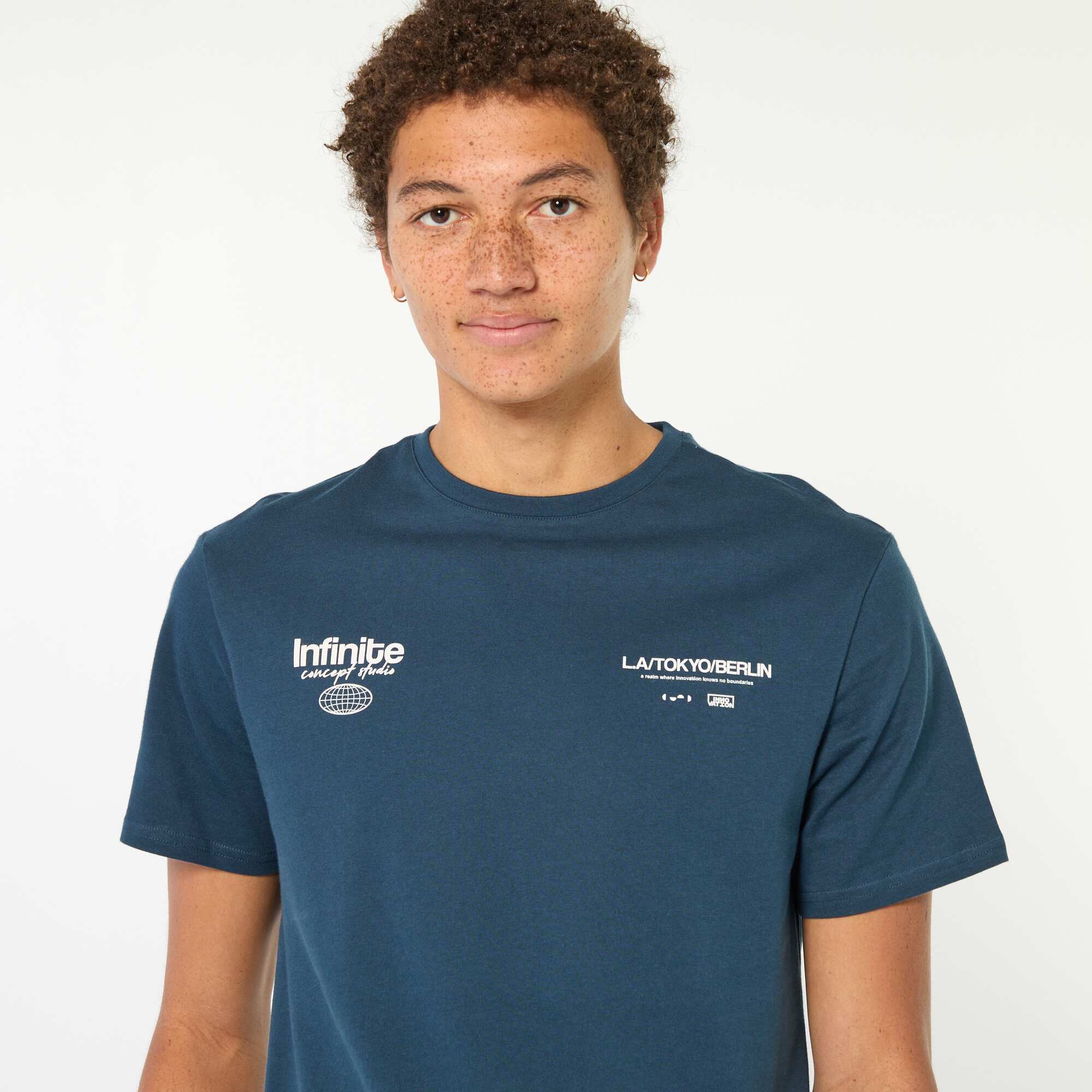 Printed Cotton T-Shirt BLUE - Image 4