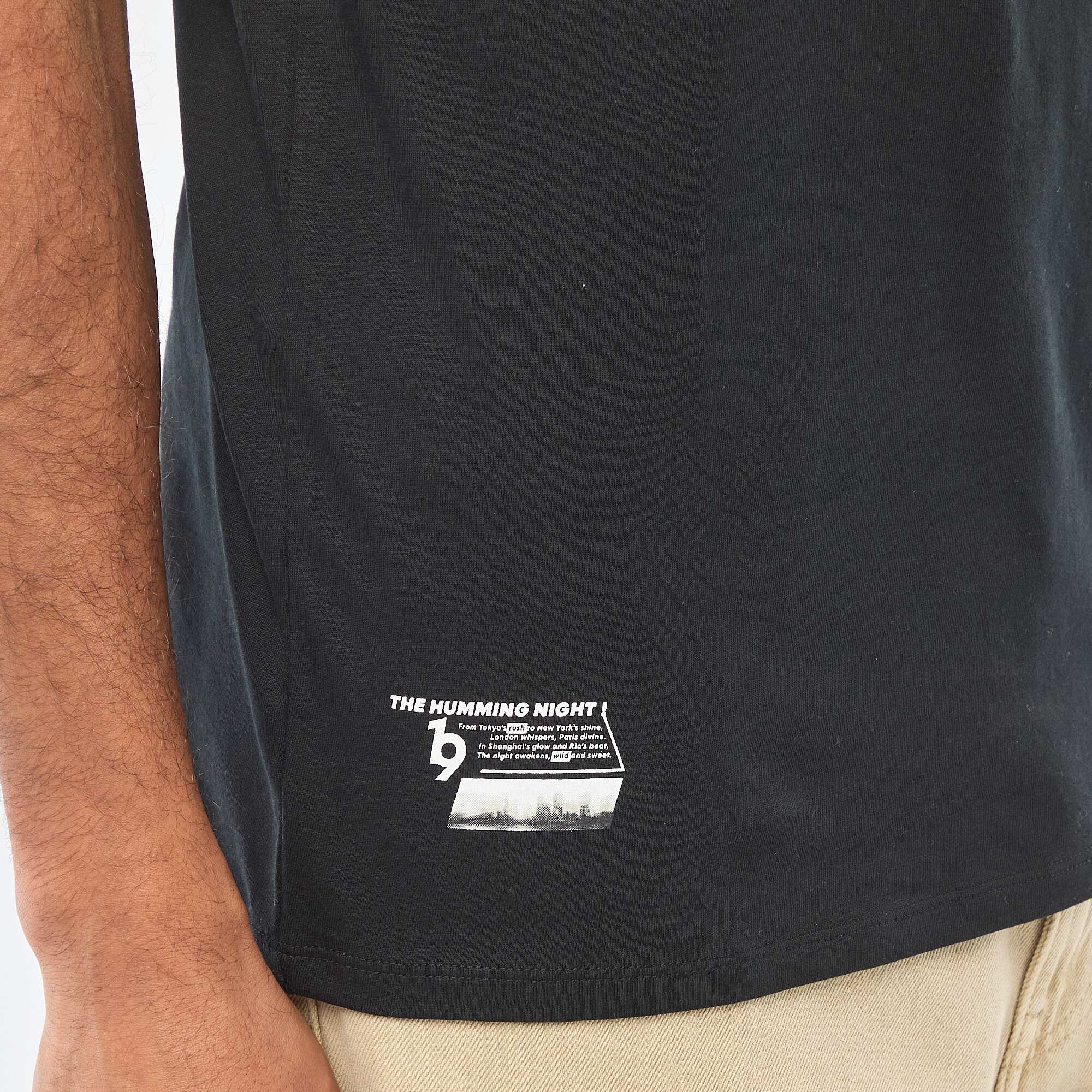 Printed Crew Neck Short Sleeve T-shirt BLACK - Image 7