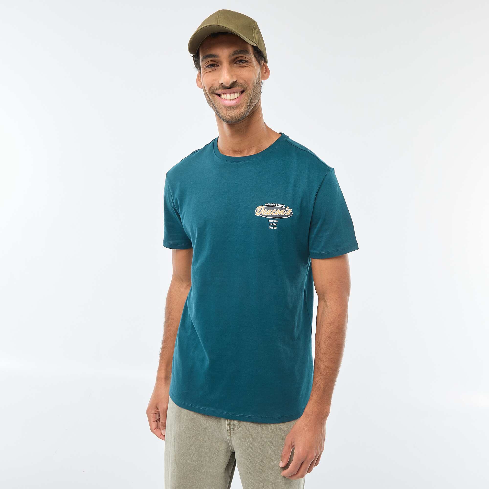 Printed Crew Neck Short Sleeve T-Shirt BLUE
