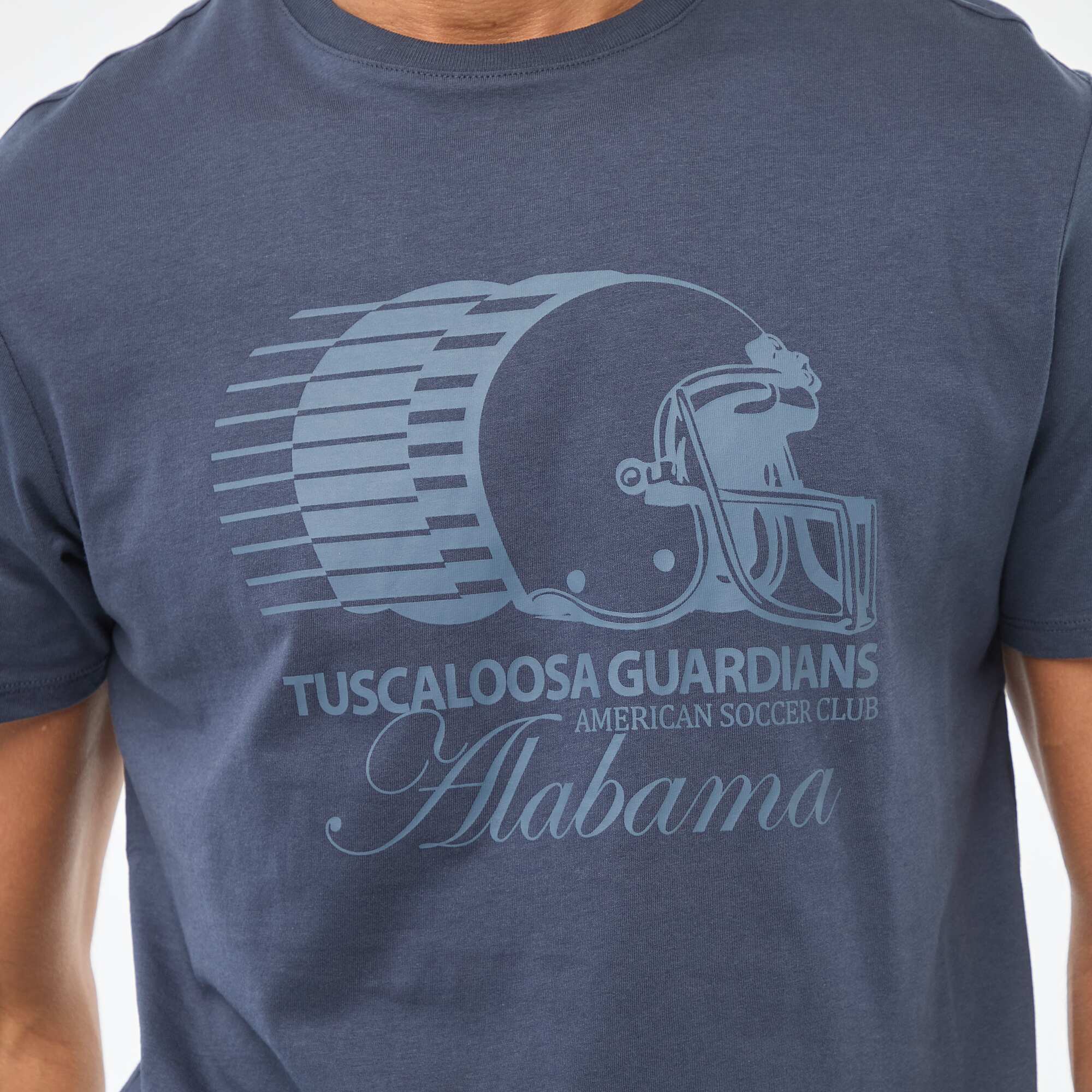 Printed Crew Neck Short Sleeve T-shirt BLUE - Image 4