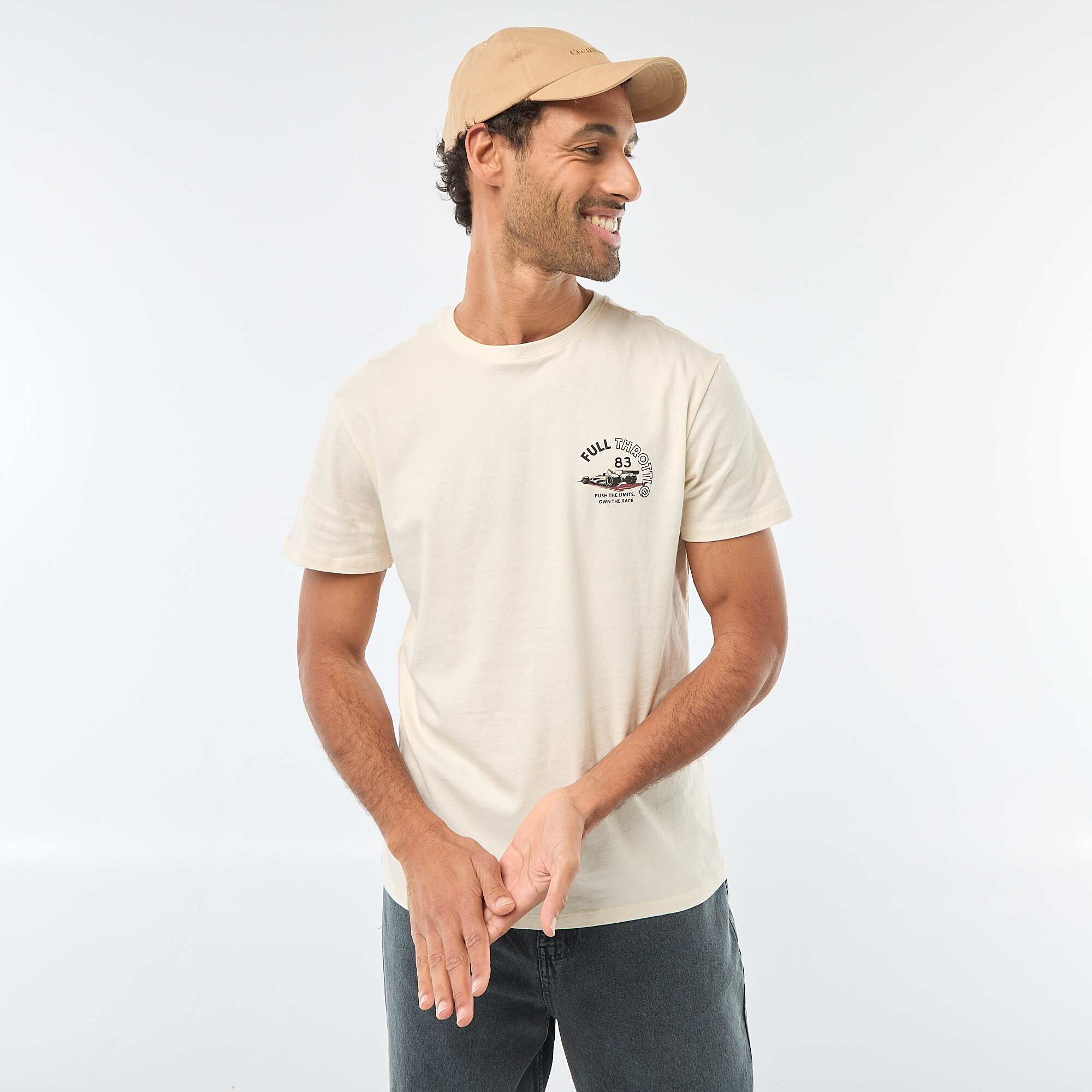 Printed Crew Neck Short Sleeve T-shirt WHITE