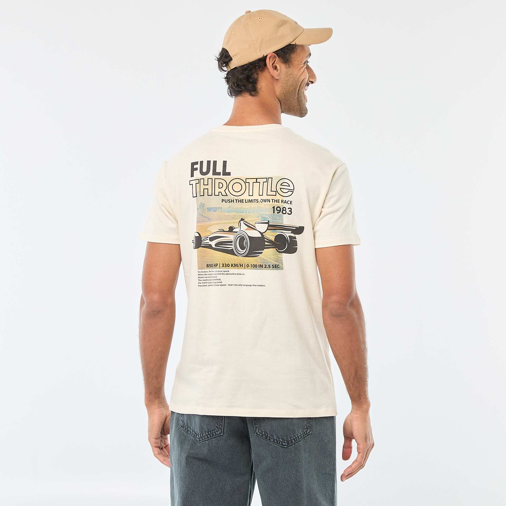 Printed Crew Neck Short Sleeve T-shirt WHITE - Image 3