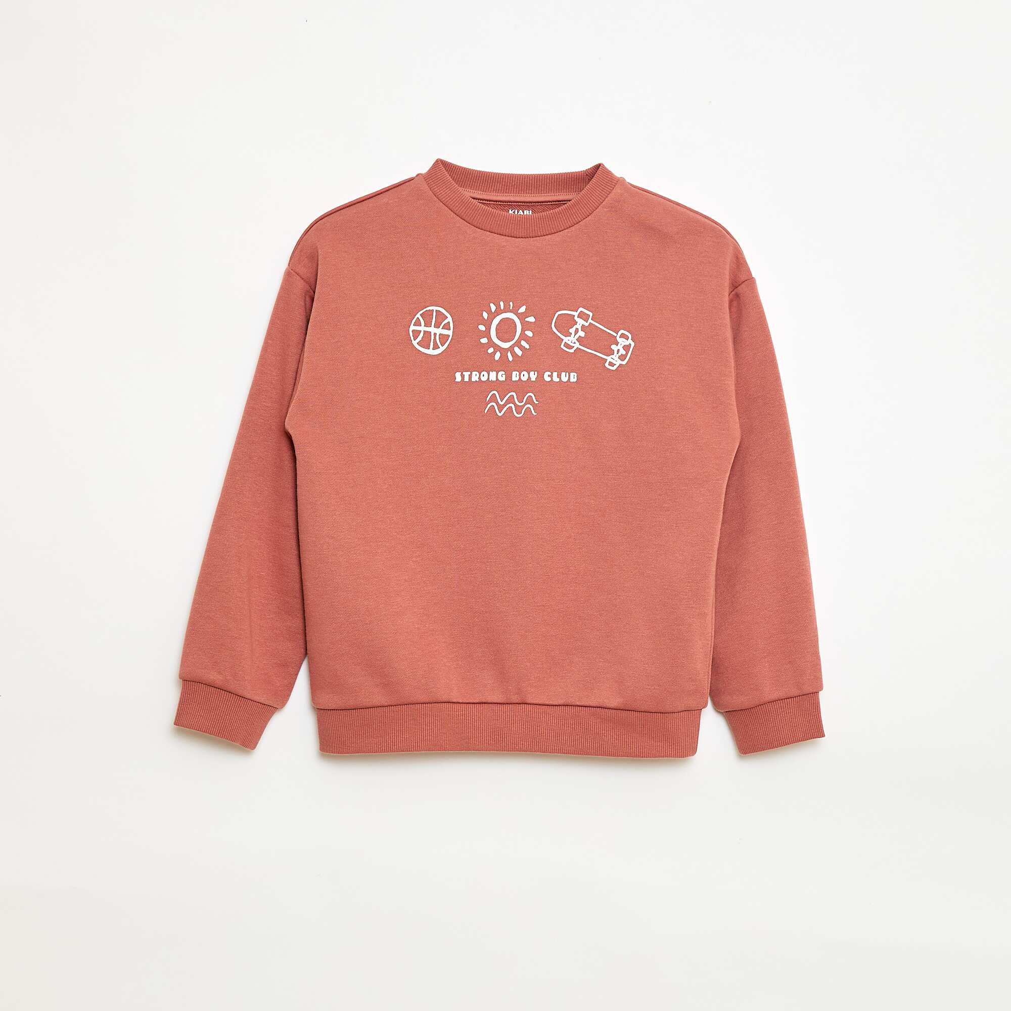 Printed Crew Neck Sweatshirt RED - Image 2