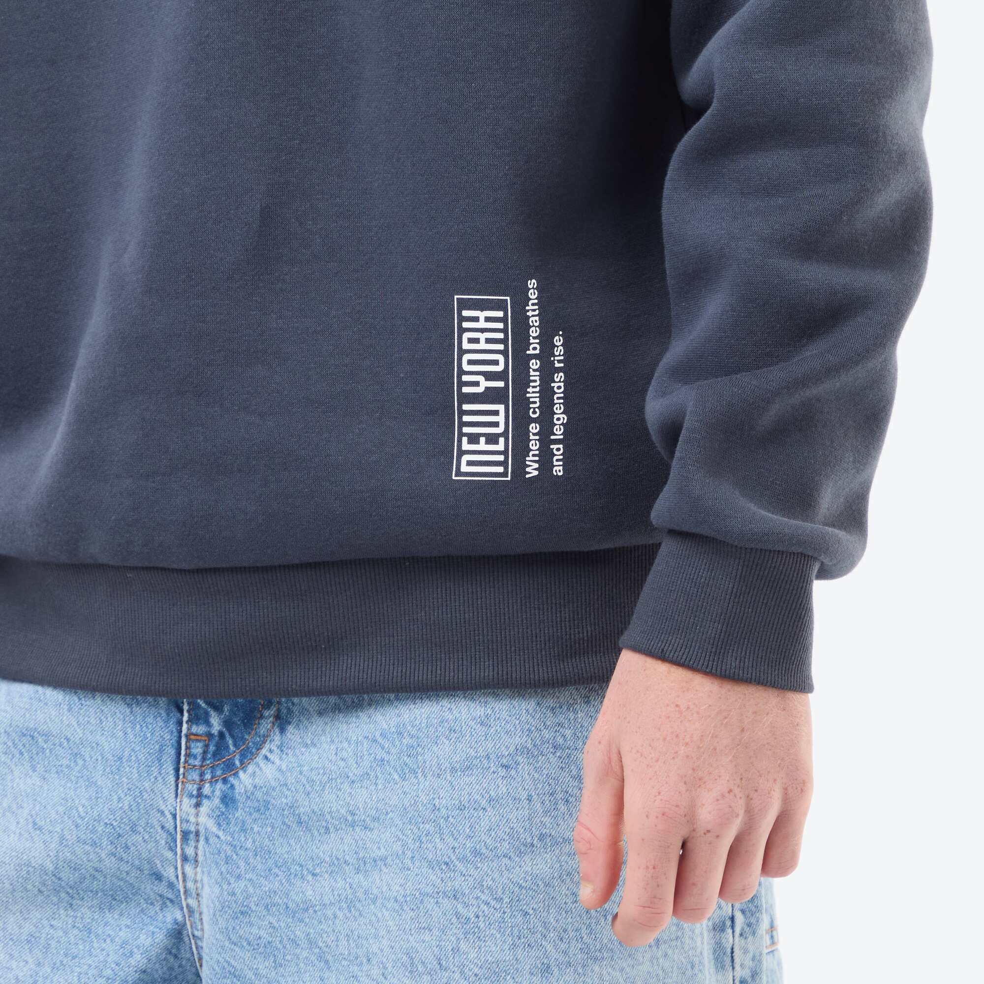 Printed Fleece Sweatshirt BLUE - Image 5