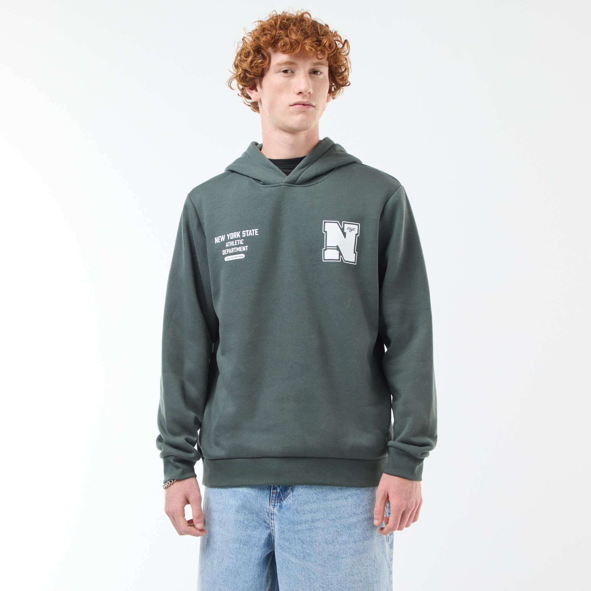 Printed Fleece Sweatshirt KHAKI - Image 4