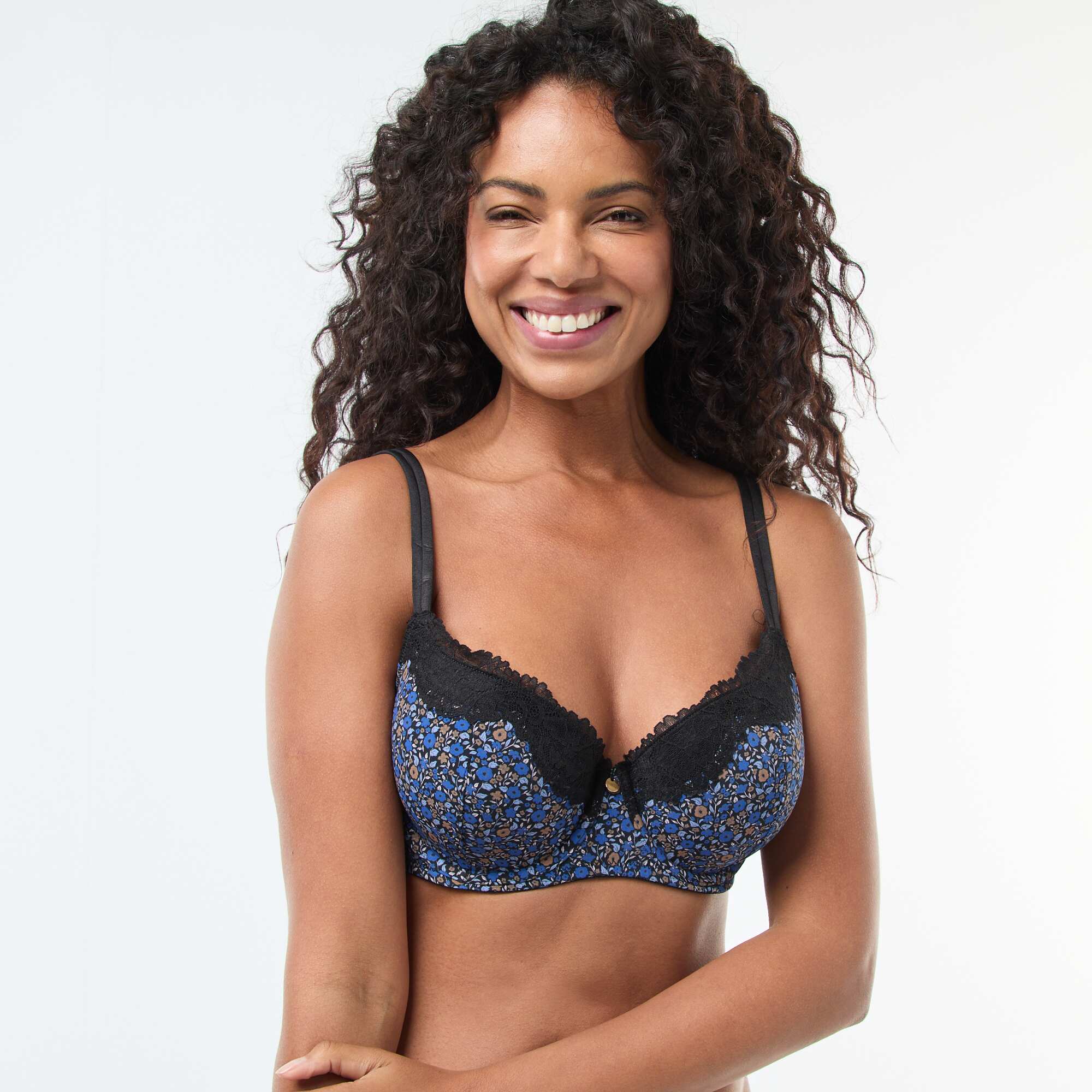 Printed Full-Cup Balconette Bra BLUE