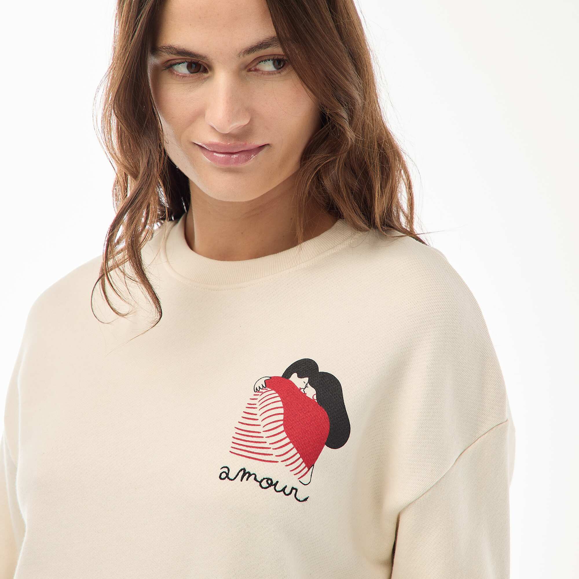 Printed Lightweight Fleece Sweatshirt WHITE - Image 5