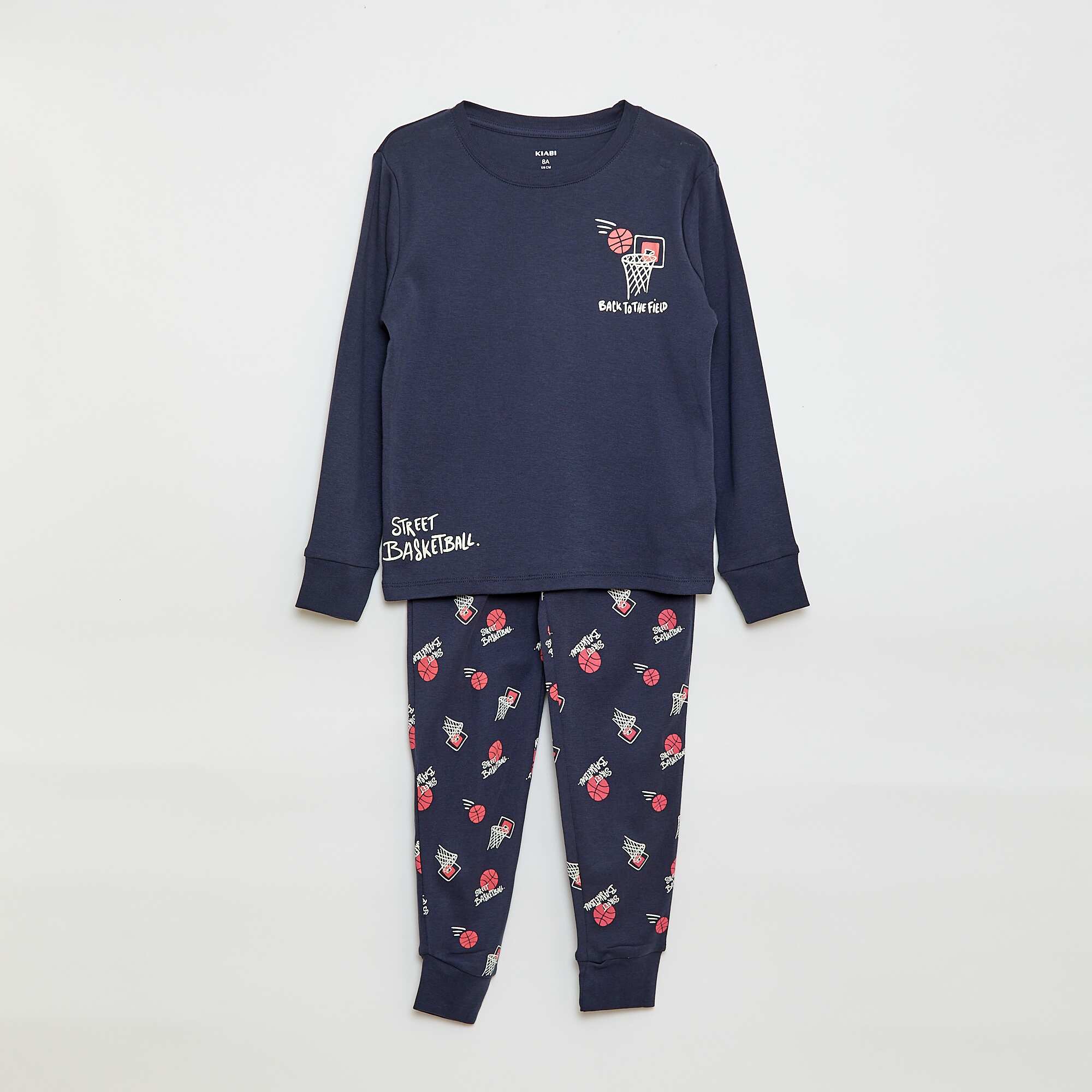 Printed Long Pajama Set - 2 pieces BLUE