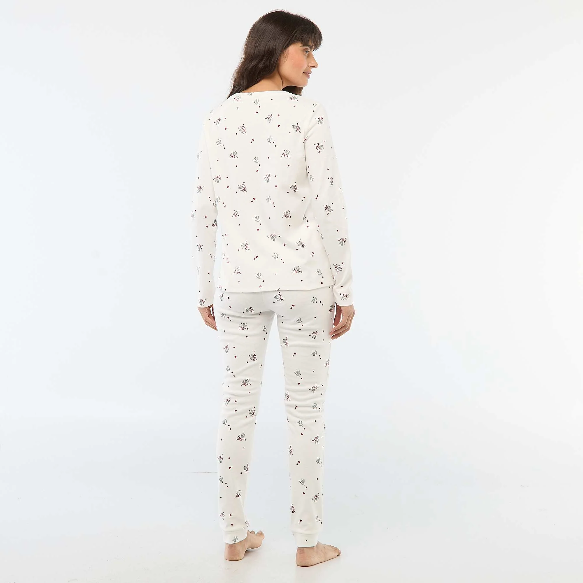 Printed Long Pajamas + Sleeveless Vest - 3-Piece Set WHITE - Image 5