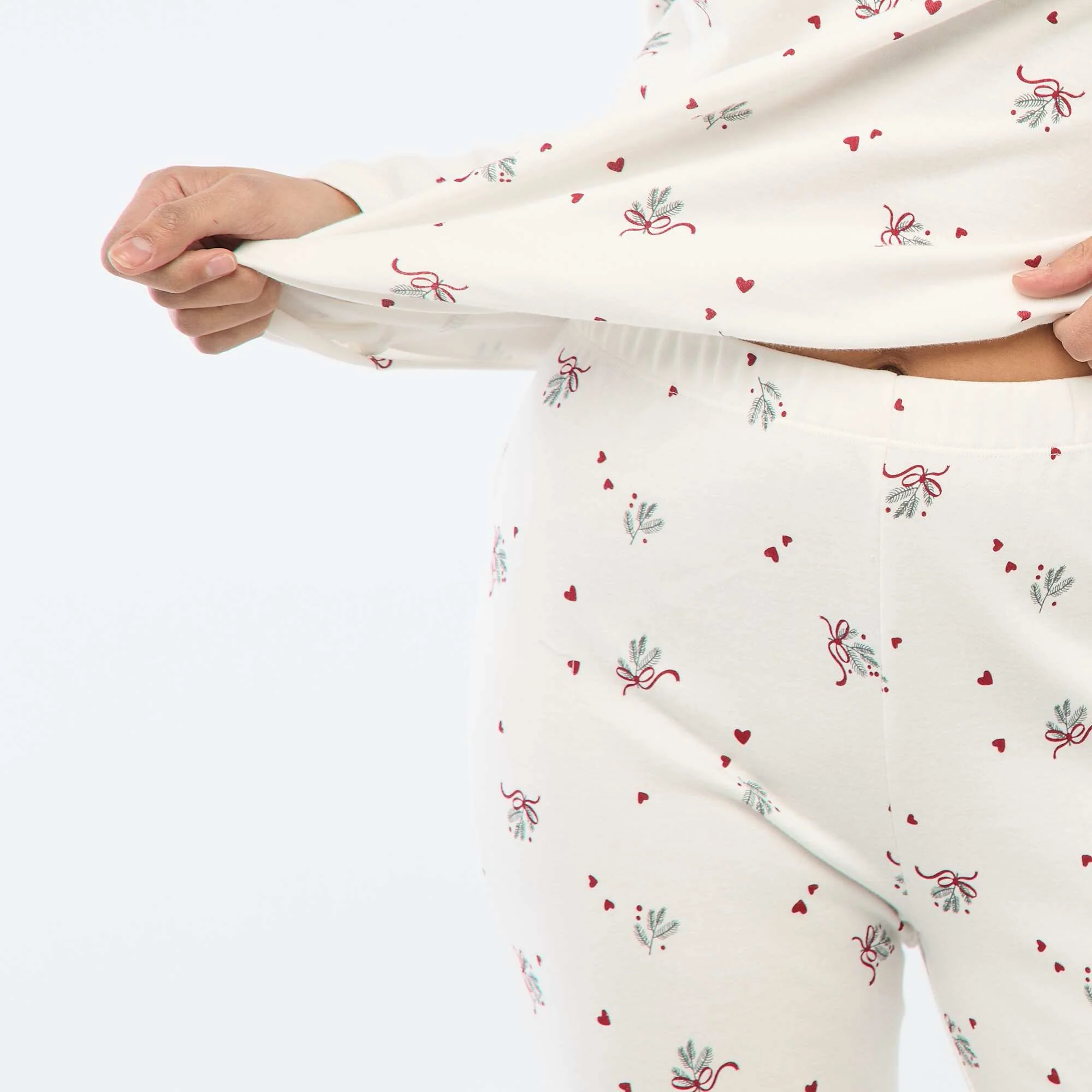 Printed Long Pajamas + Sleeveless Vest - 3-Piece Set WHITE - Image 6