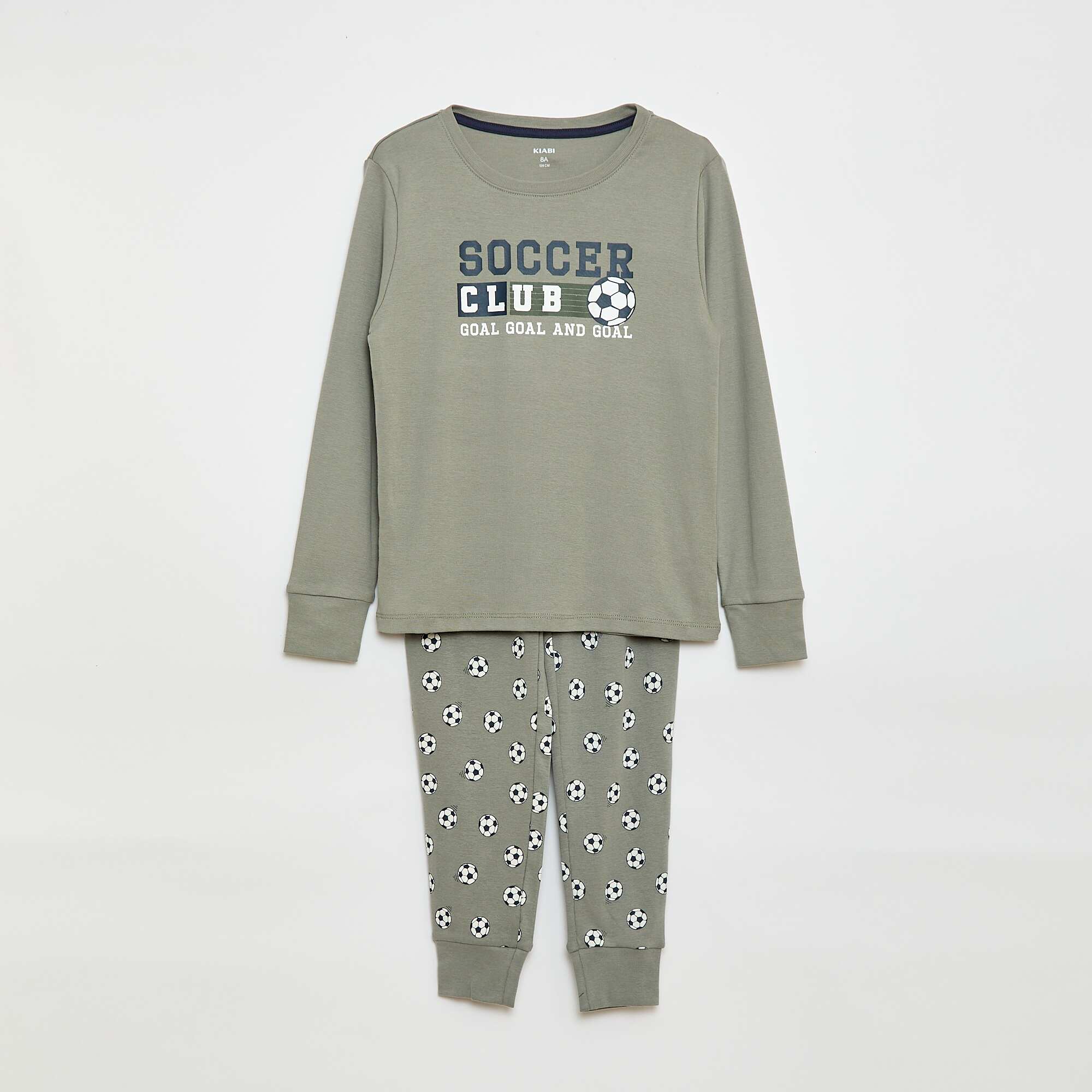 Printed Long Pyjama Set - 2 pieces GREY