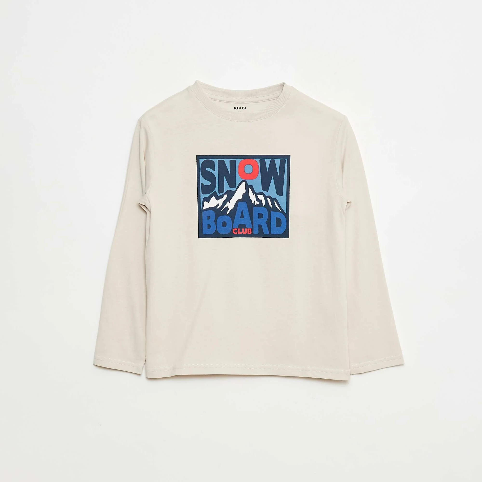 Printed long-sleeved T-shirt BEIGE - Image 2