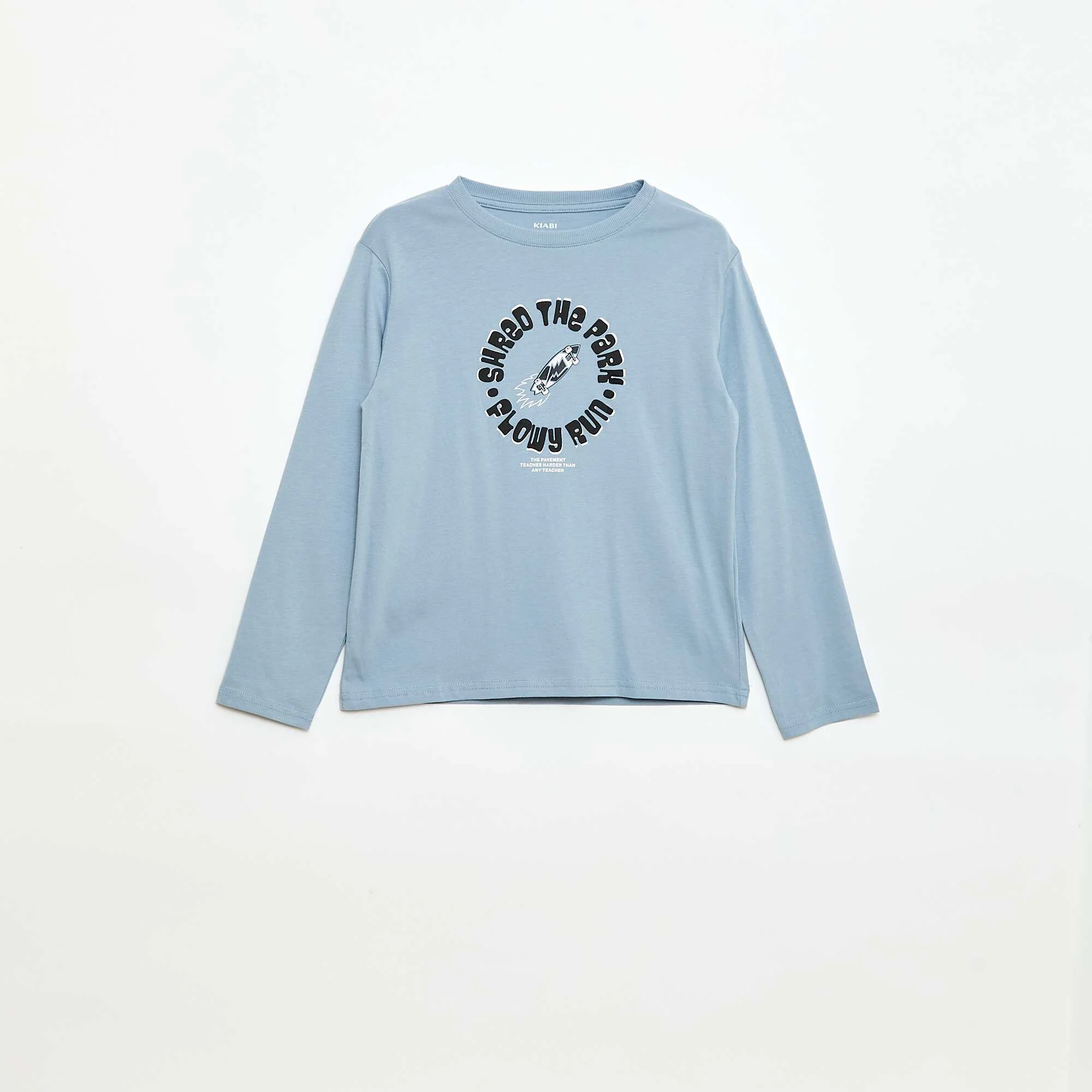 Printed long-sleeved T-shirt BEIGE