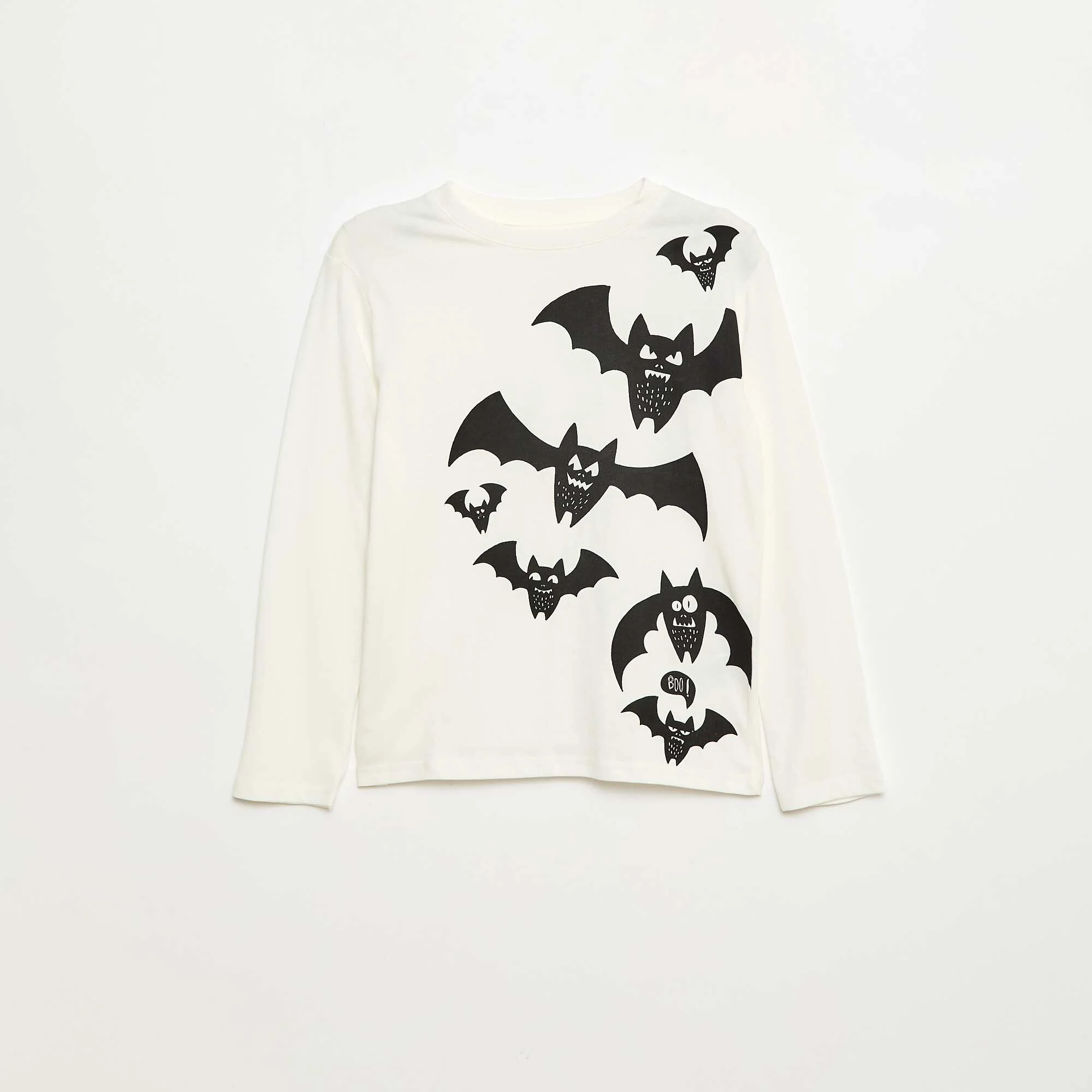 Printed long-sleeved T-shirt WHITE
