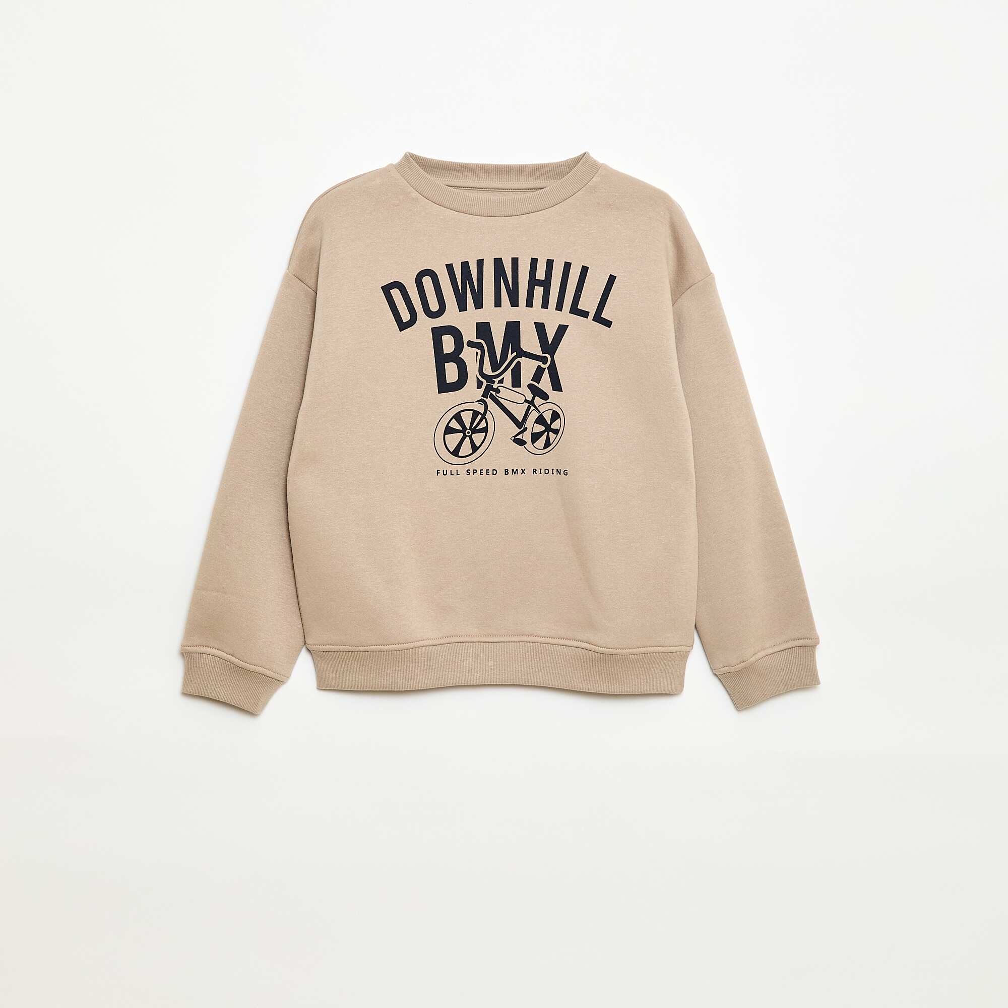 Printed loose-fit sweatshirt BEIGE