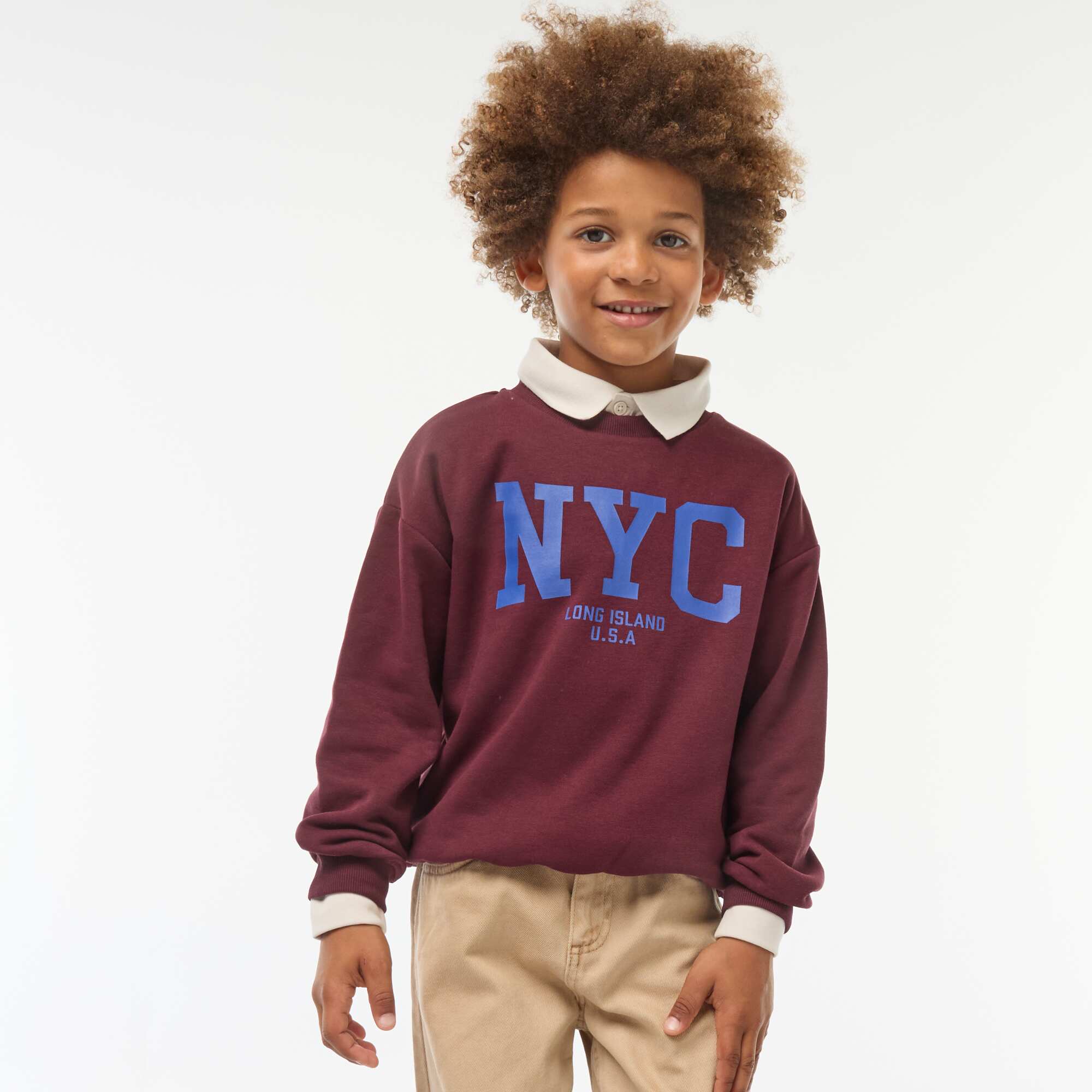 Printed loose-fit sweatshirt BROWN - Image 4
