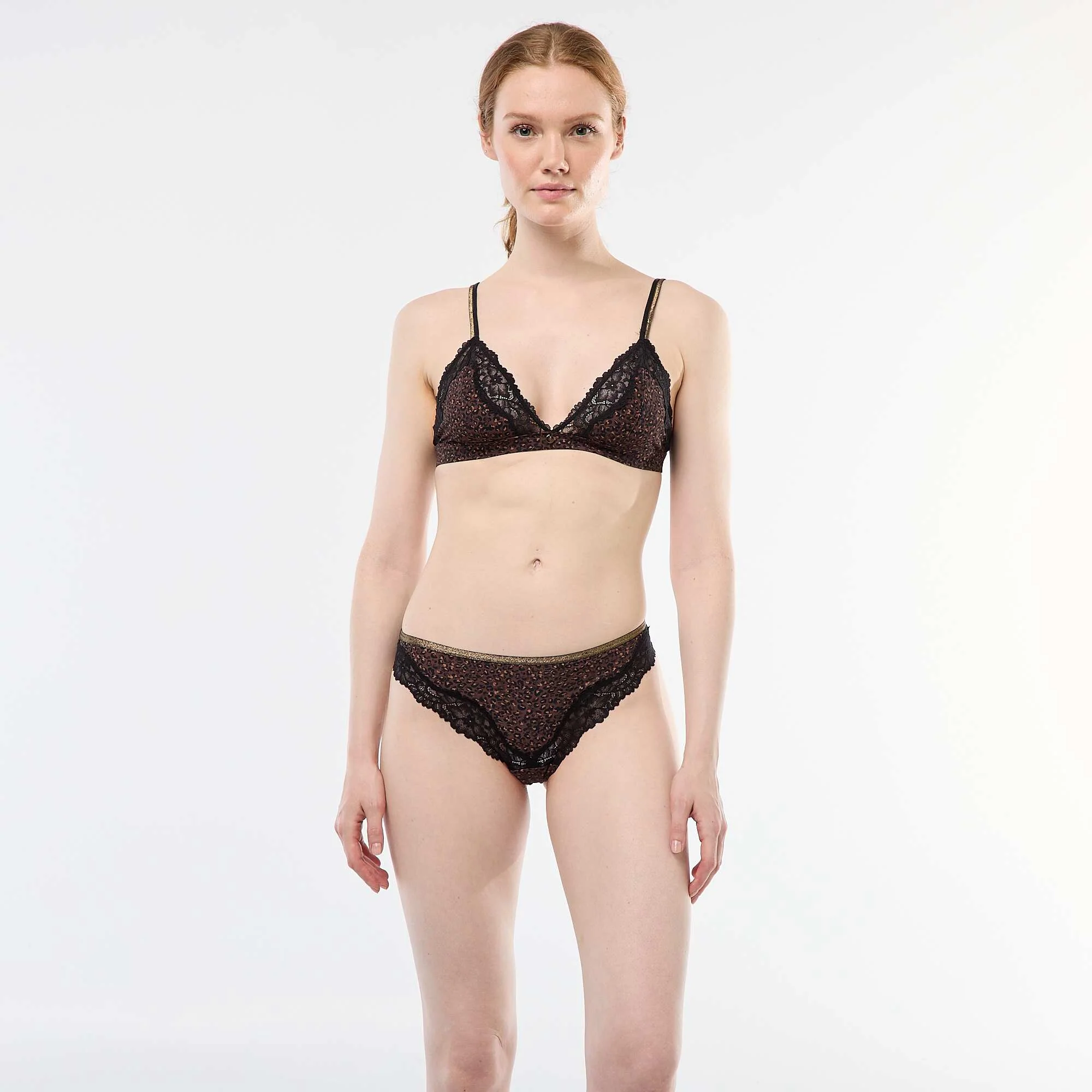 Printed Microfiber Thong BROWN