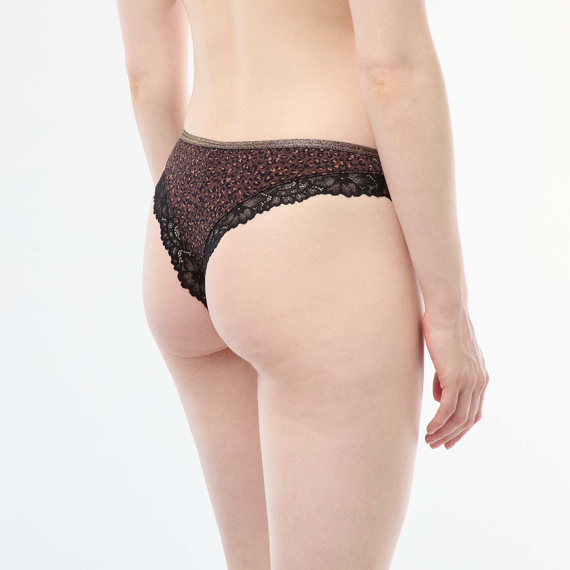 Printed Microfiber Thong BROWN - Image 3