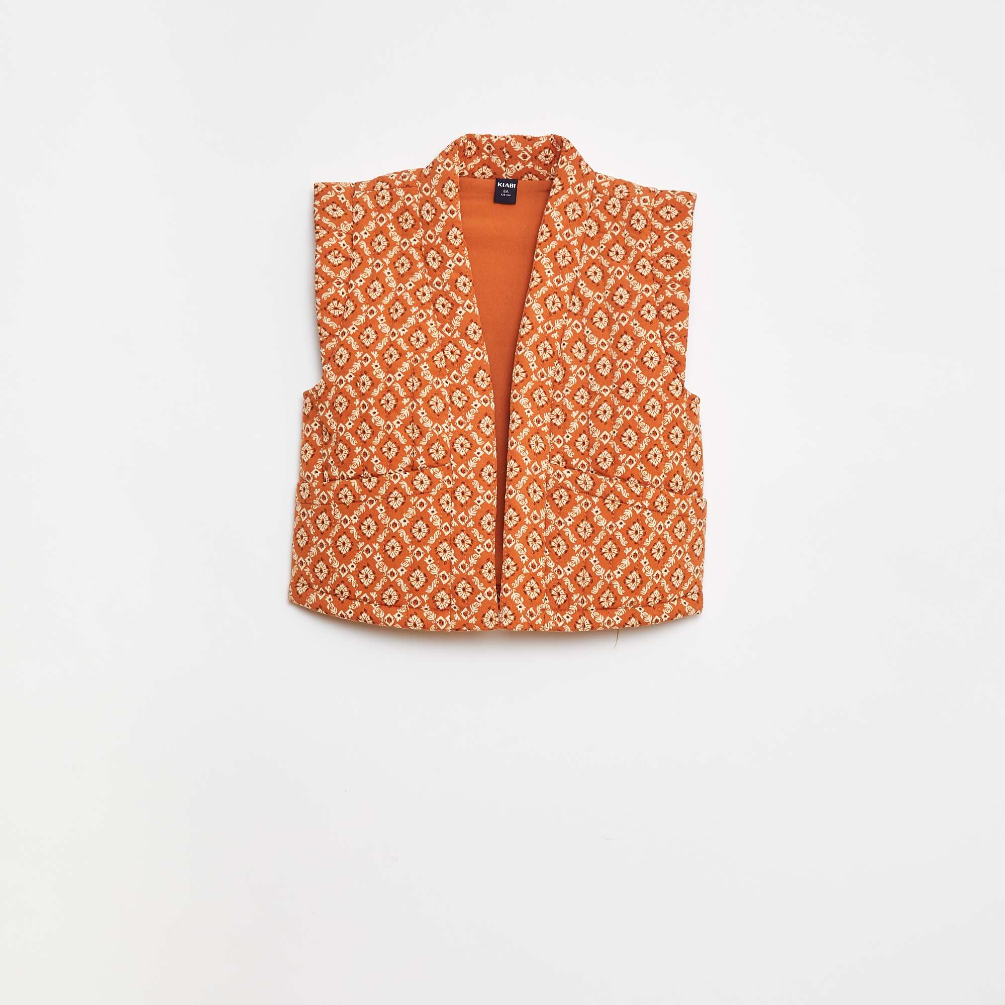 Printed padded bodywarmer BROWN