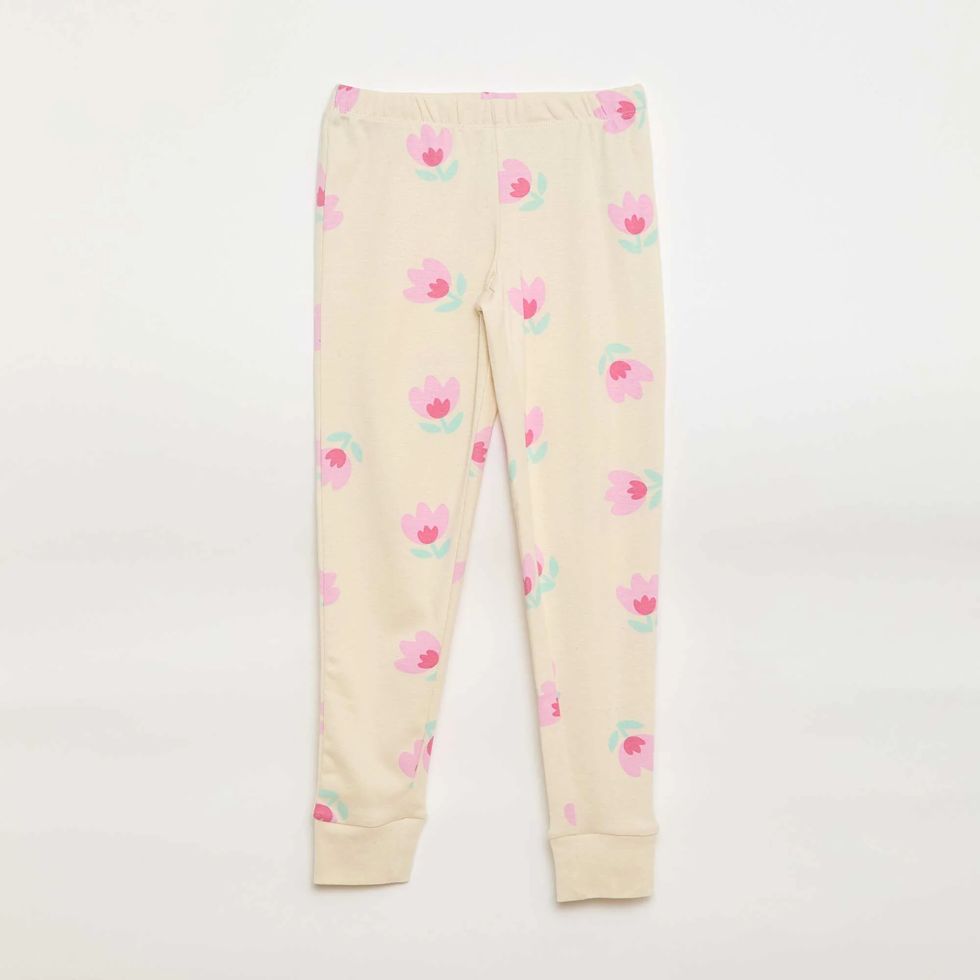 Printed Pajama Set - T-shirt + Pants - 2 pieces WHITE - Image 3
