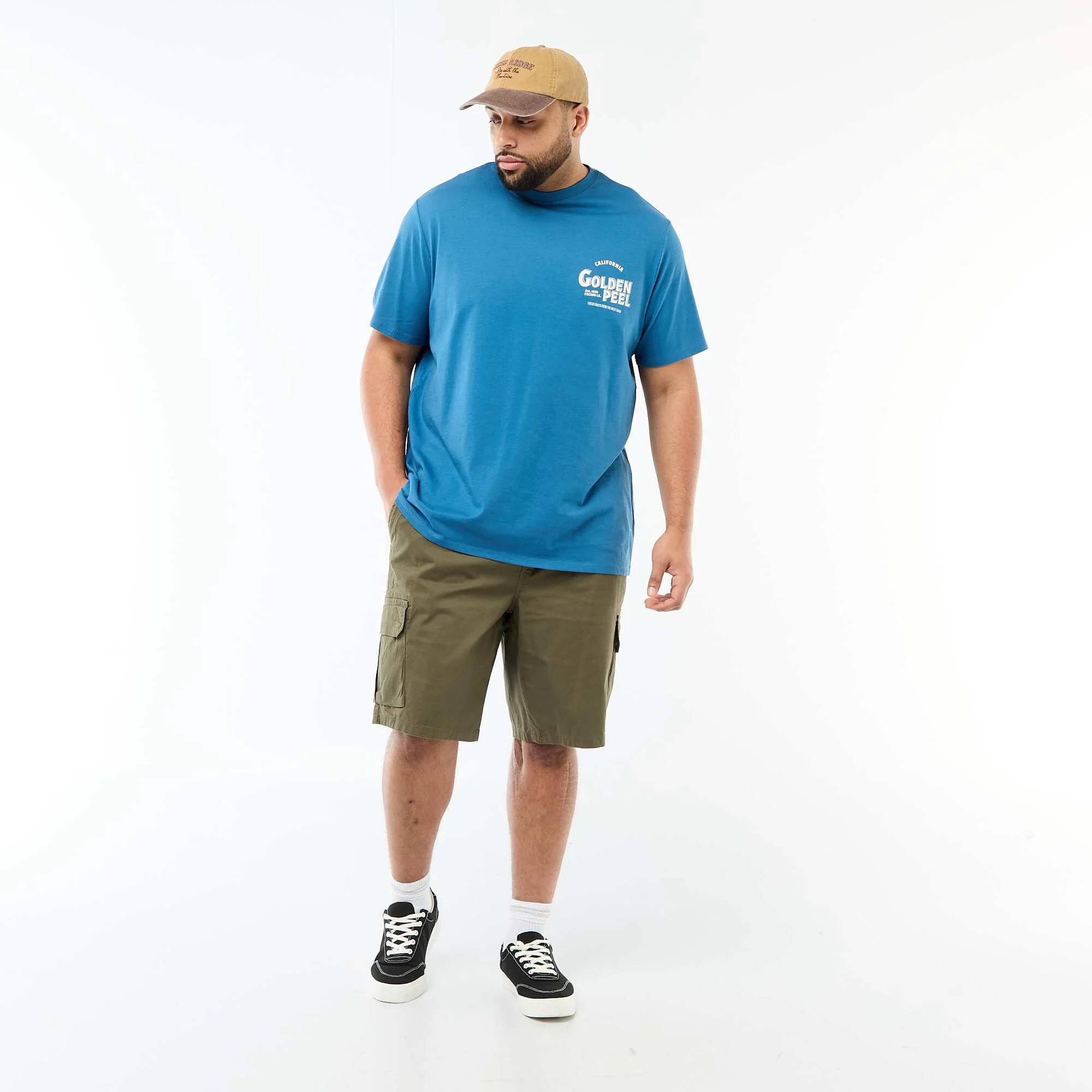 Printed Short-Sleeve Crew Neck T-Shirt BLUE