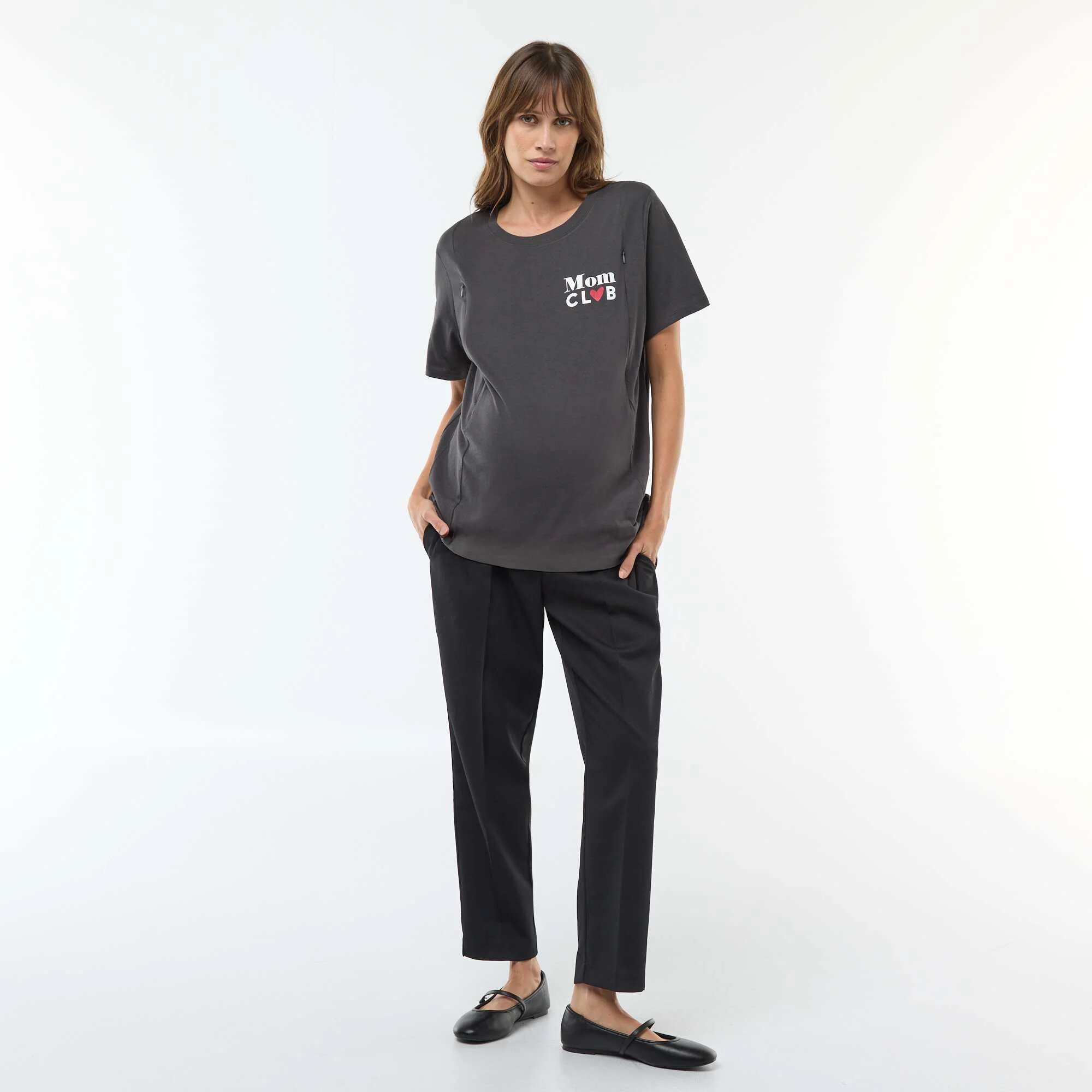 Printed Short-Sleeved Nursing T-Shirt BLACK - Image 3