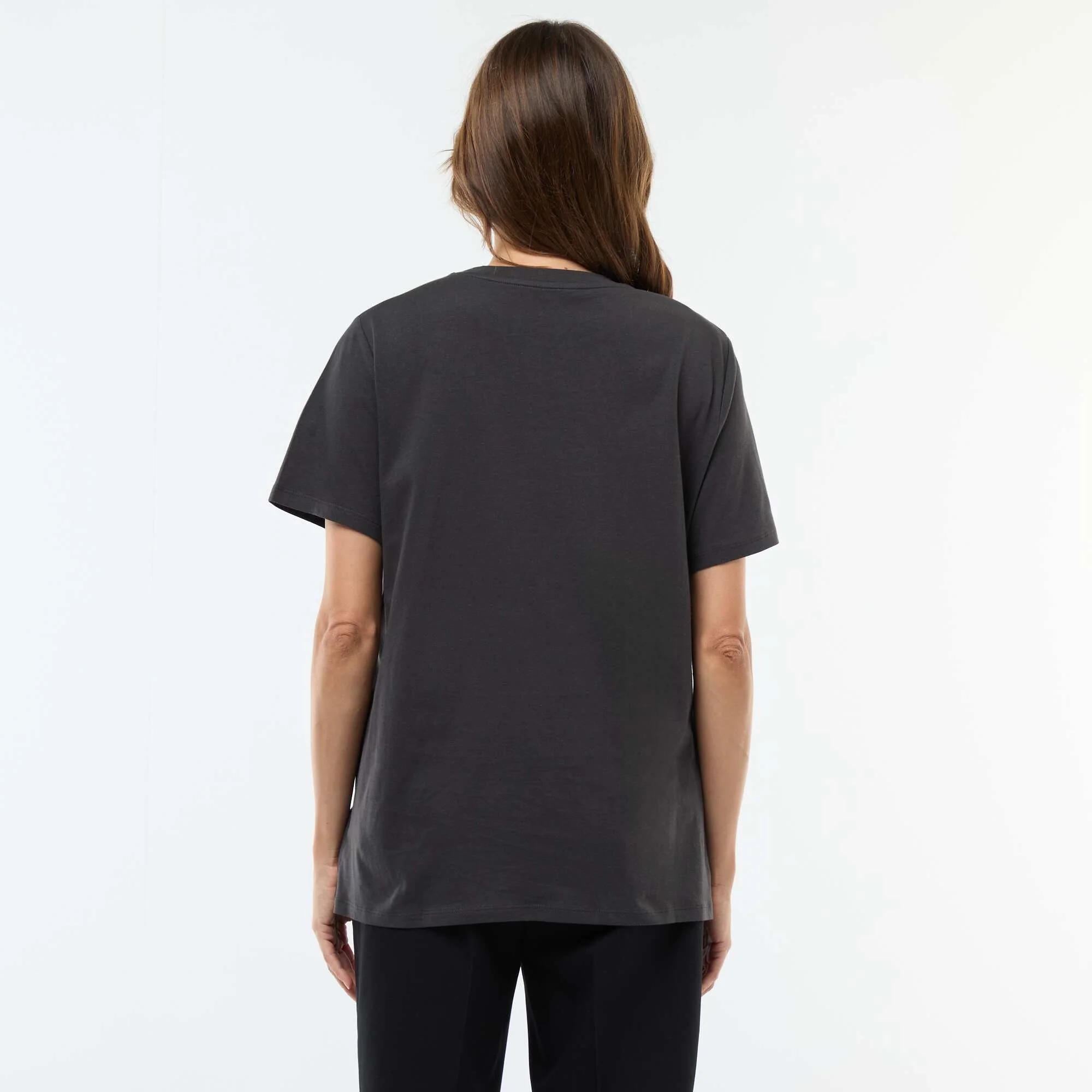 Printed Short-Sleeved Nursing T-Shirt BLACK - Image 4
