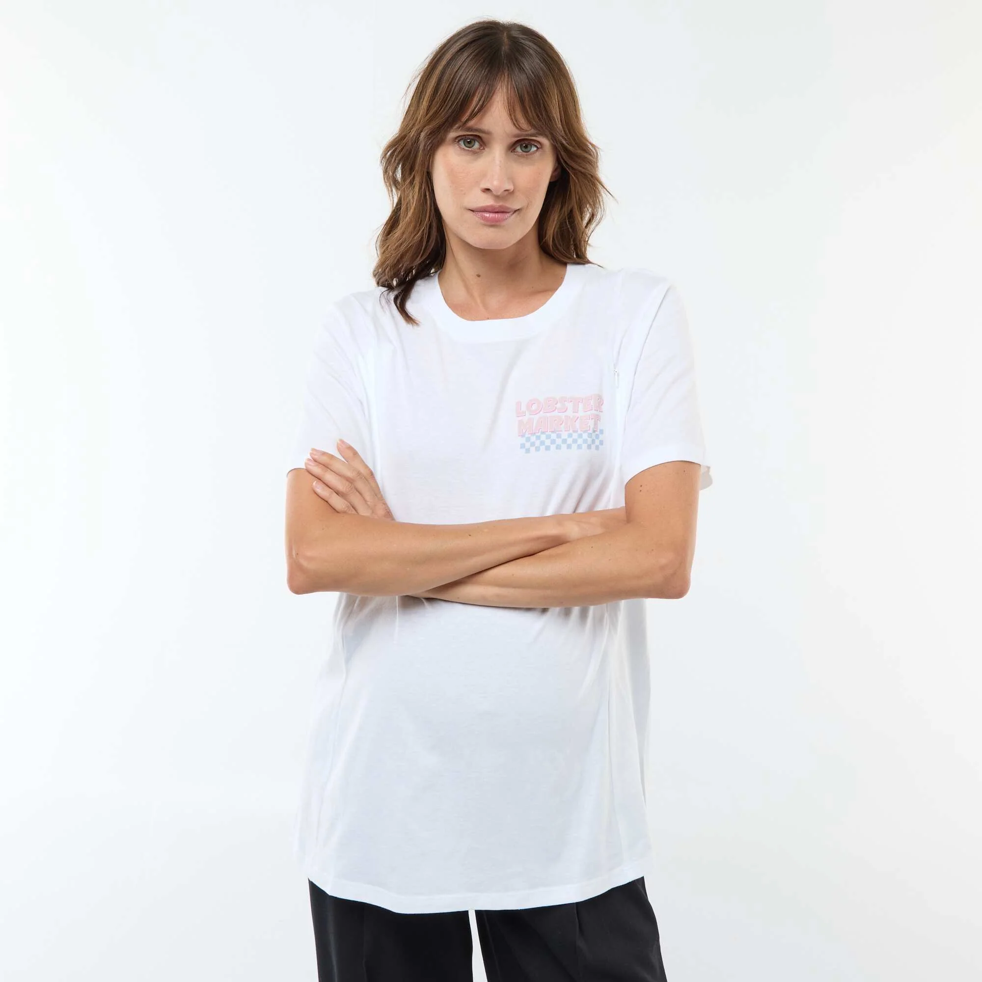 Printed Short-Sleeved Nursing T-Shirt WHITE - Image 5