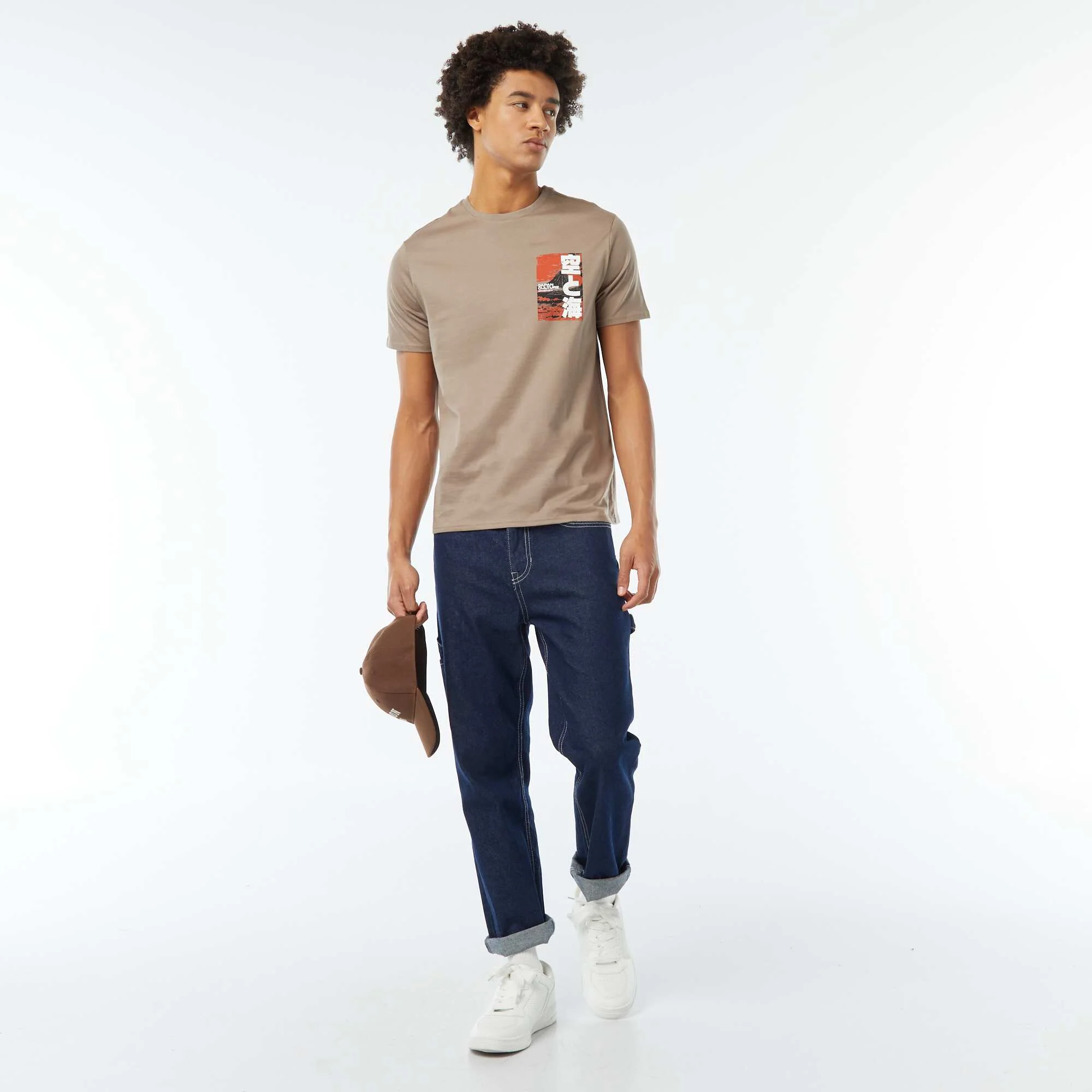 Printed short-sleeved T-shirt BEIGE - Image 2