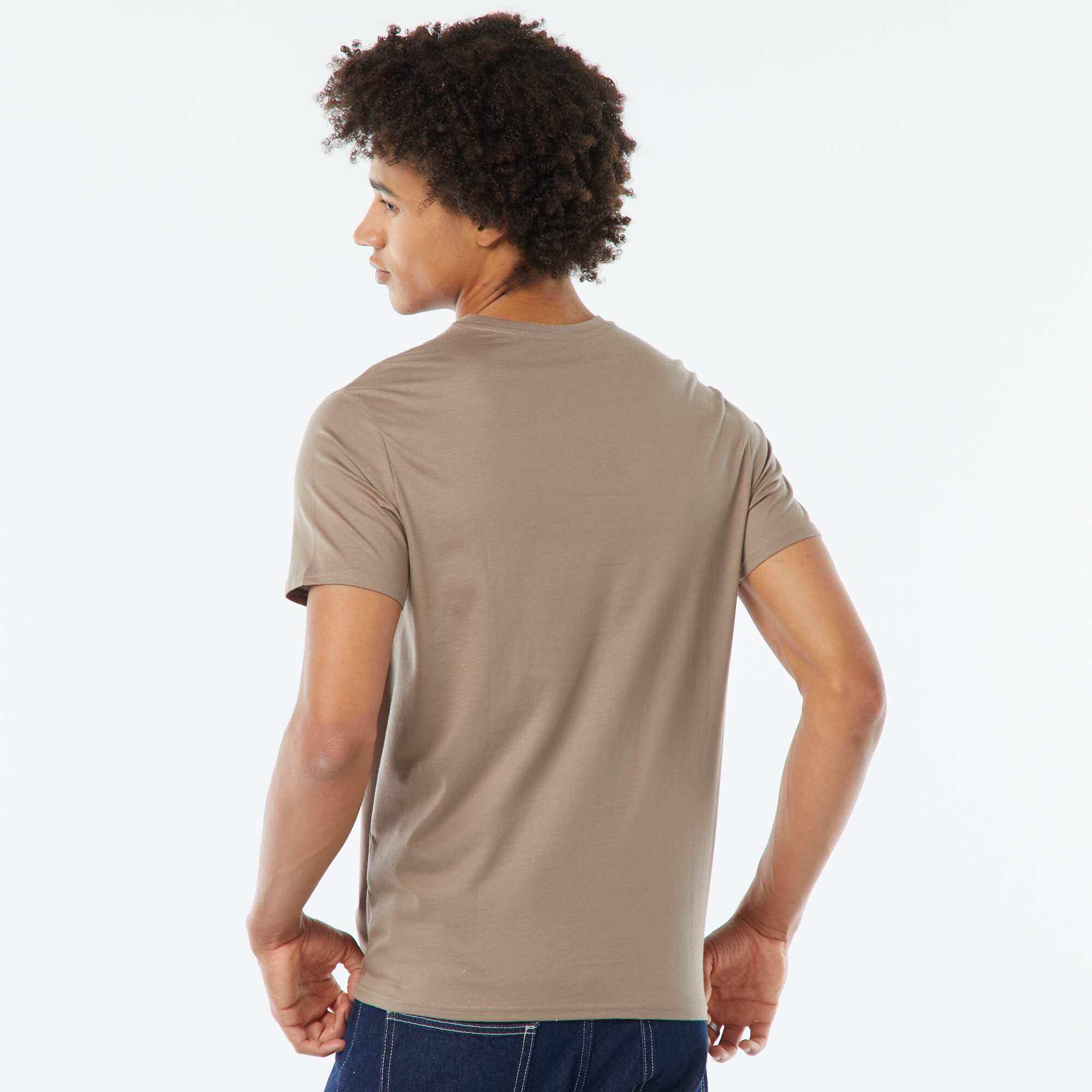 Printed short-sleeved T-shirt BEIGE - Image 3