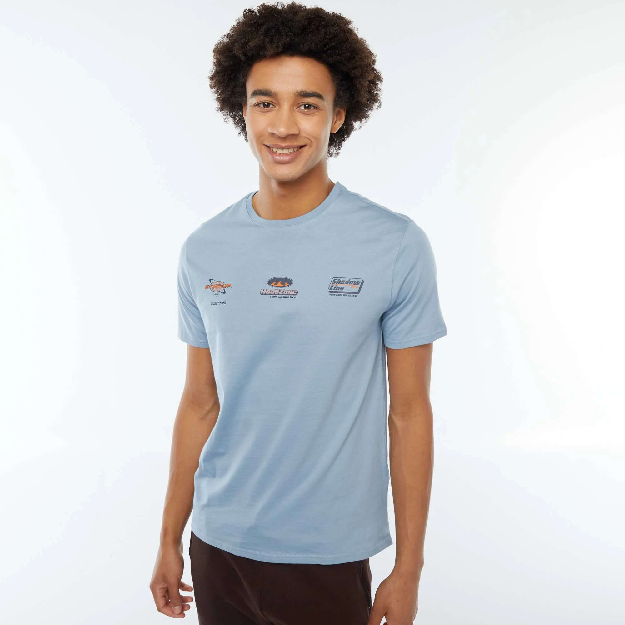 Printed short-sleeved T-shirt BLUE