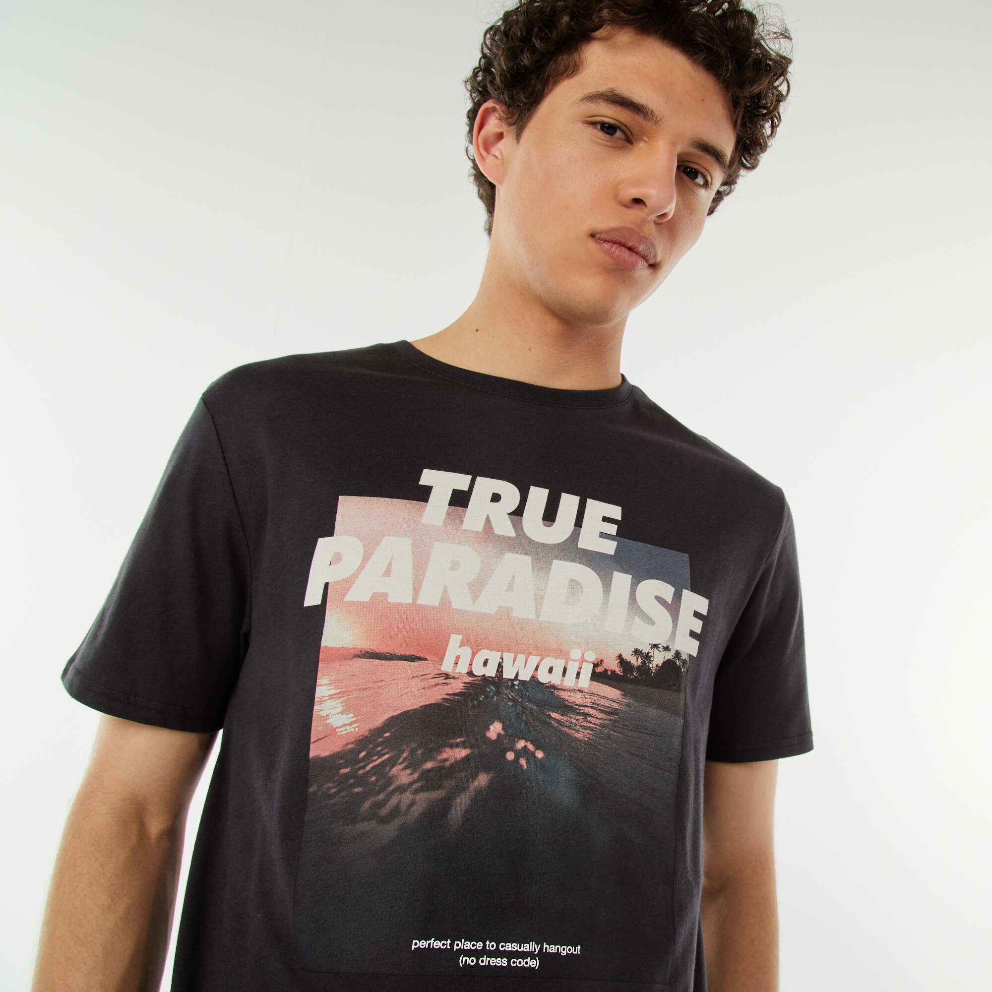 Printed slogan T-shirt GREY - Image 3