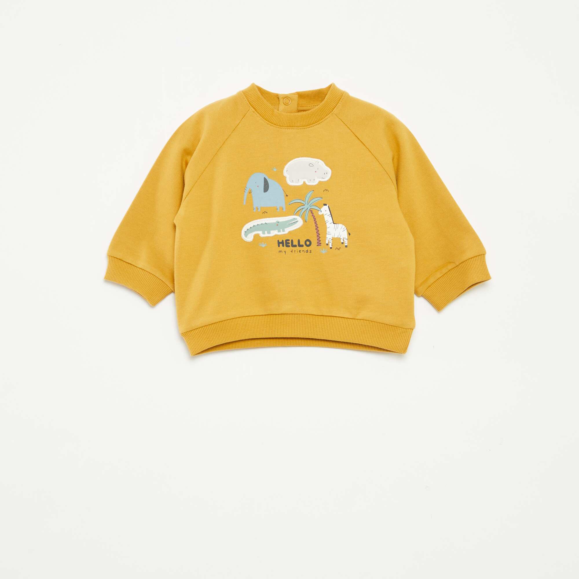 Printed sweatshirt with press-stud fastening YELLOW