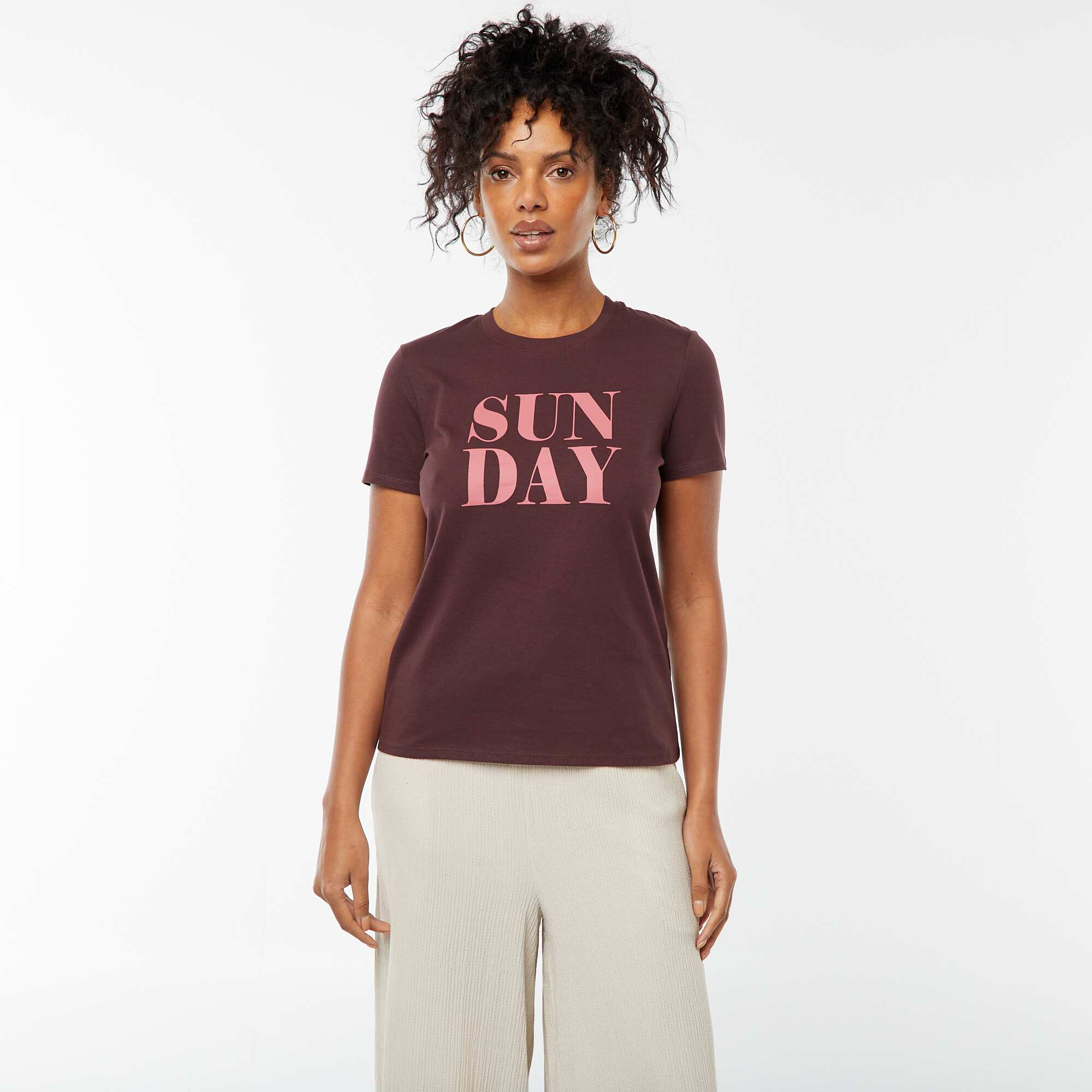 Printed T-shirt BROWN - Image 3