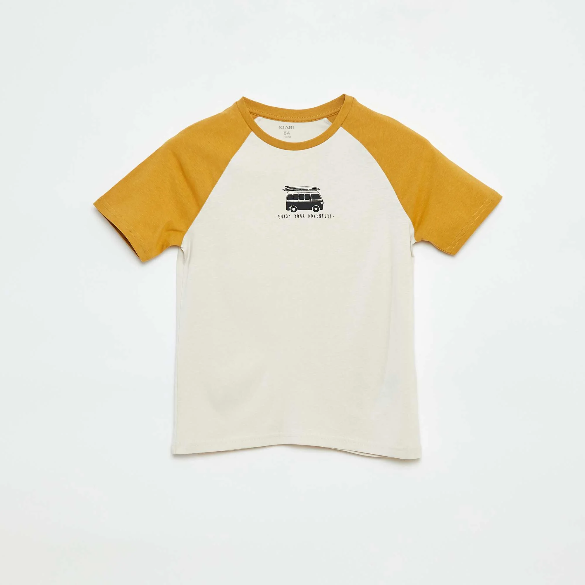 Printed T-shirt with short raglan sleeves YELLOW