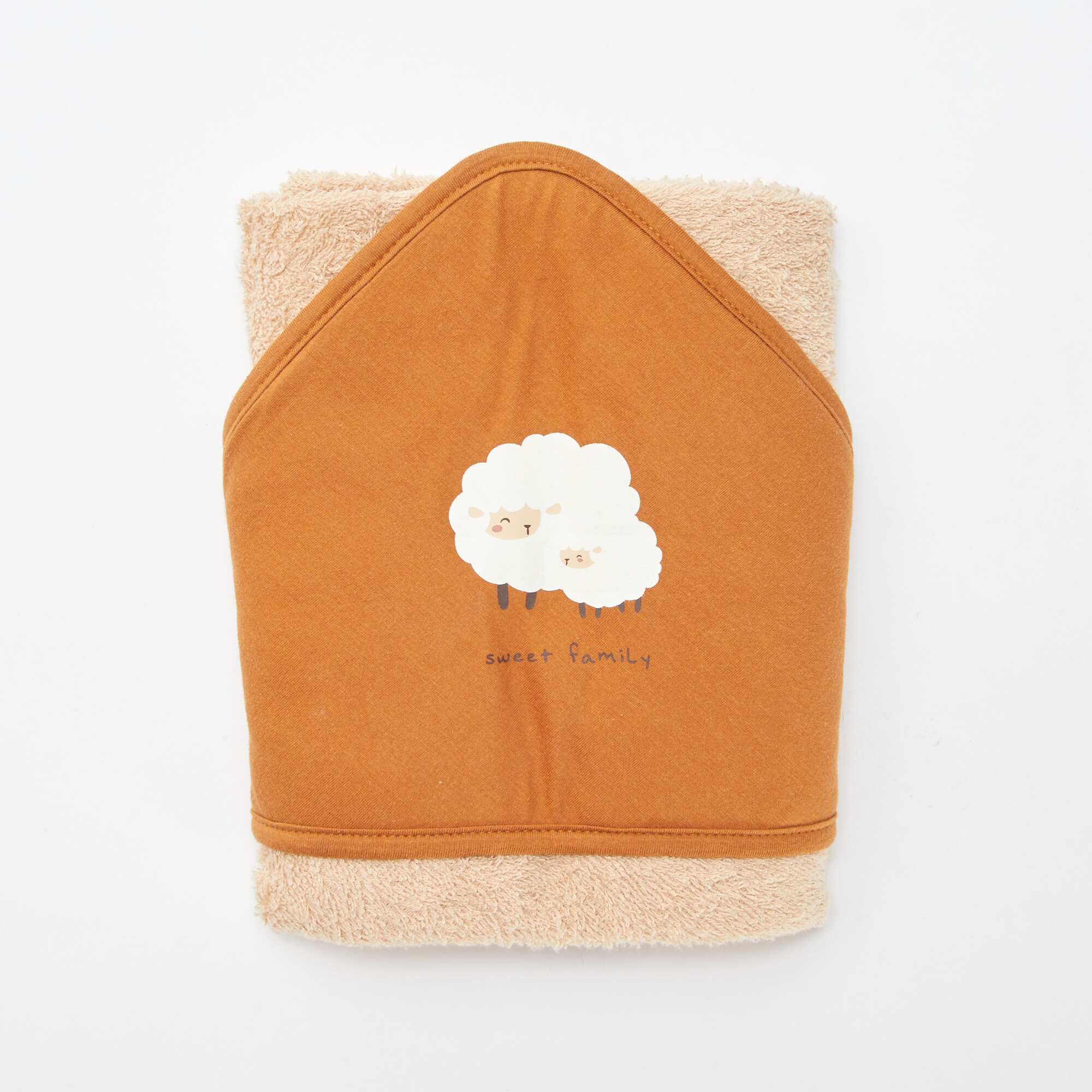 Printed terrycloth hooded towel - 75 x 75 cm ORANGE - Image 2