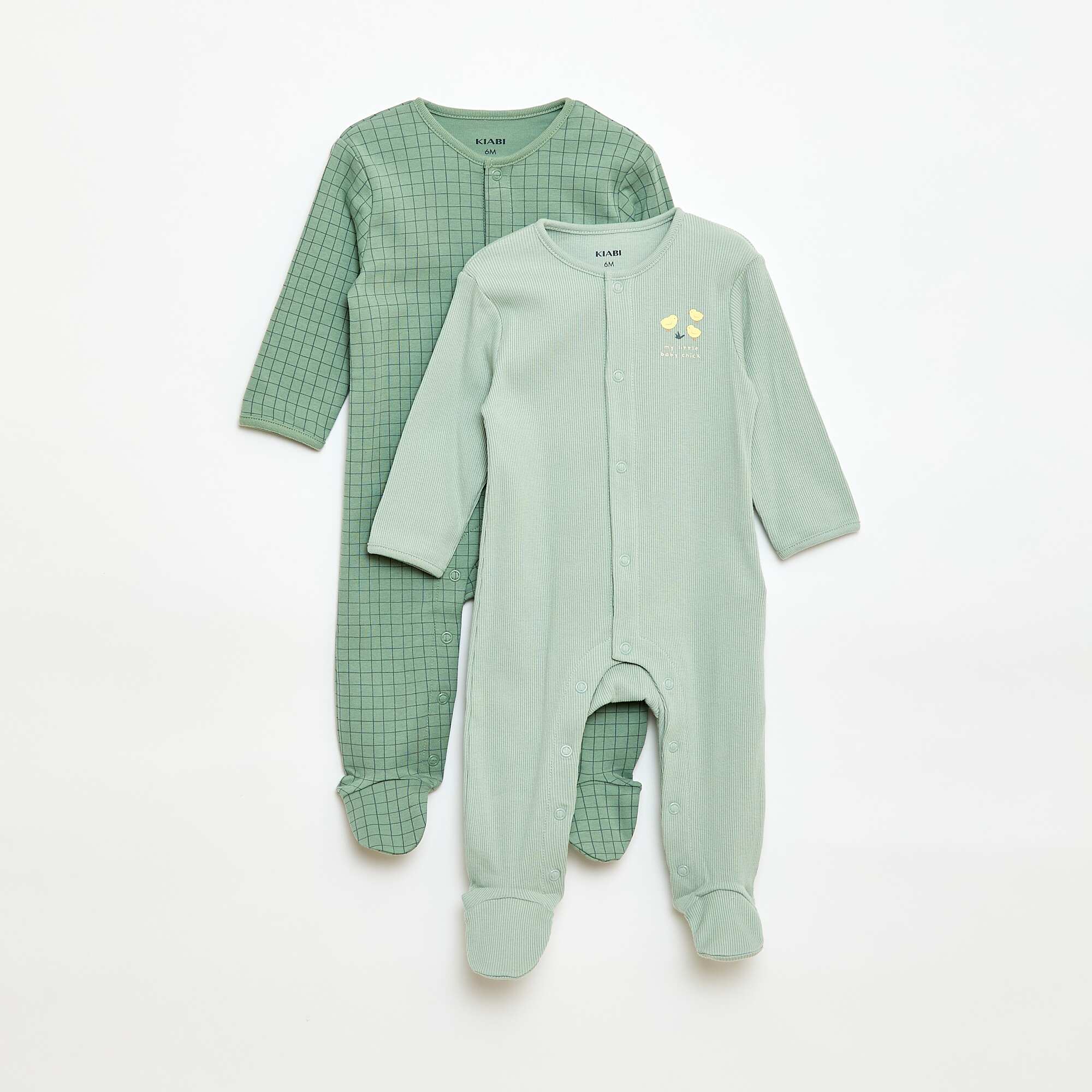 Pyjama Sleepsuit Set with Feet GREEN