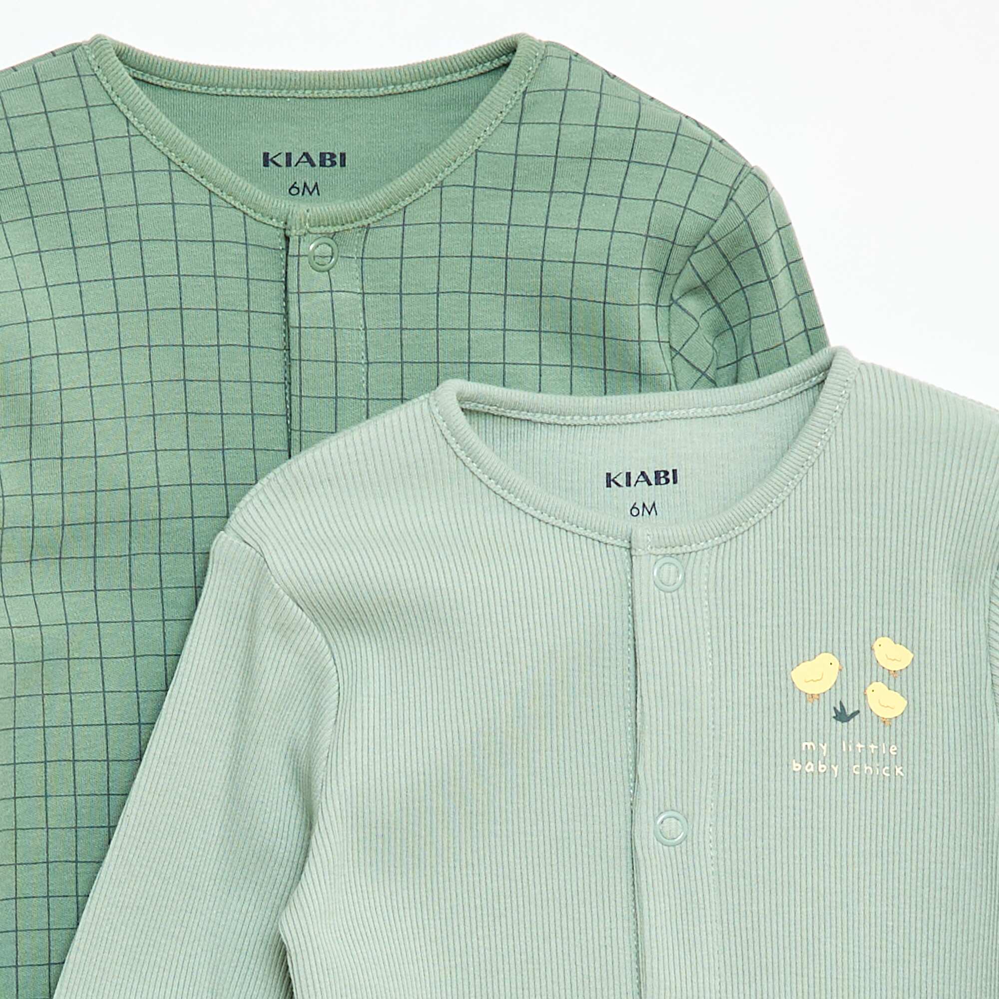 Pyjama Sleepsuit Set with Feet GREEN - Image 2
