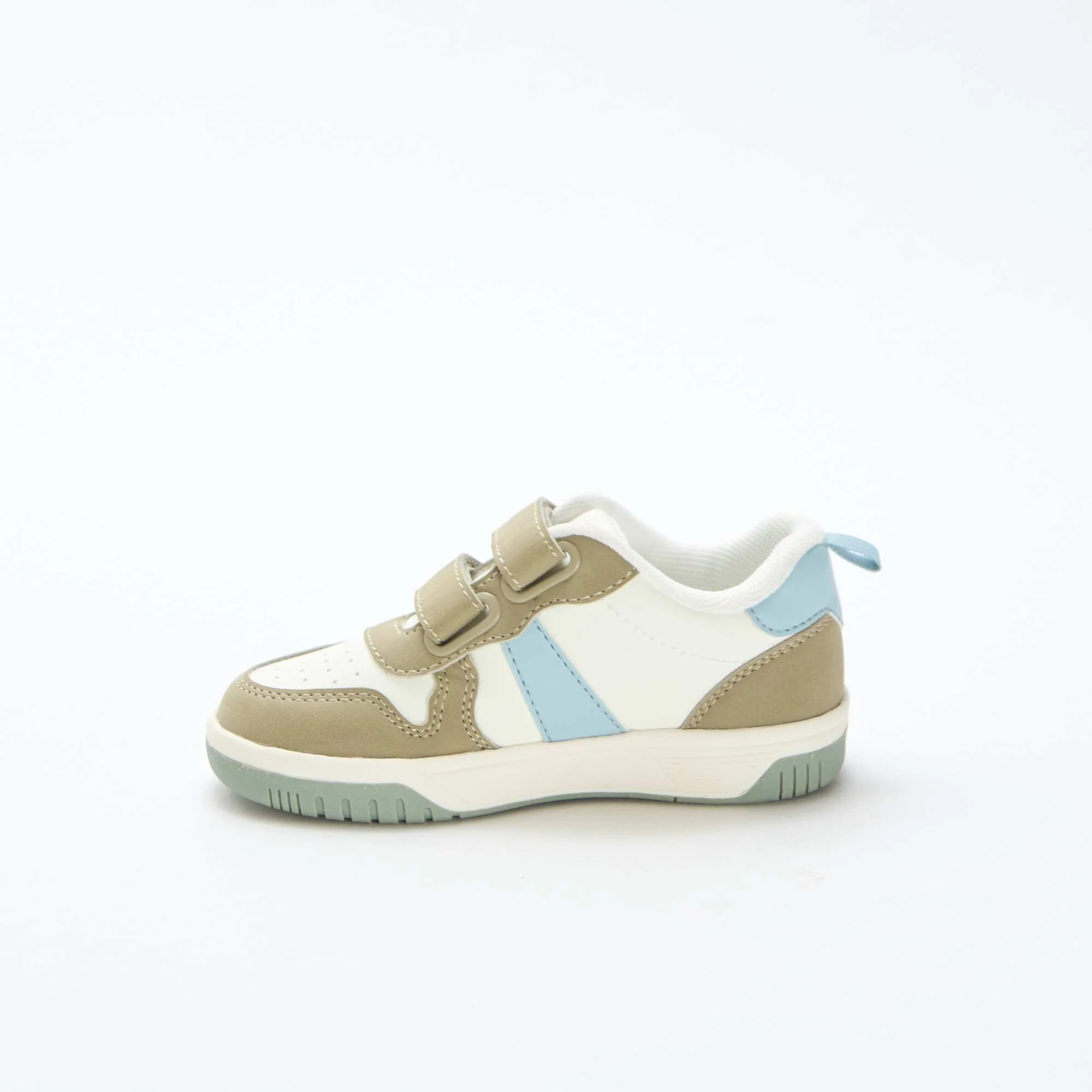 Quad-Color Faux Leather Velcro Sneakers KHAKI - Image 4