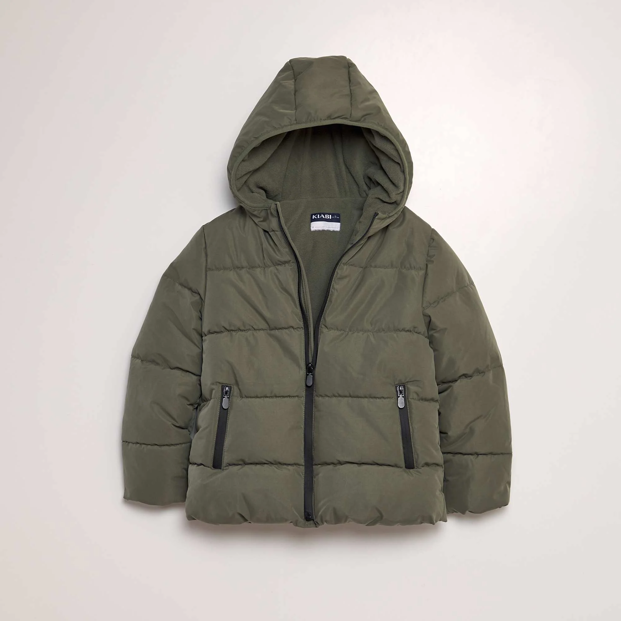 Quilted padded jacket with fleece lining GREEN - Image 4