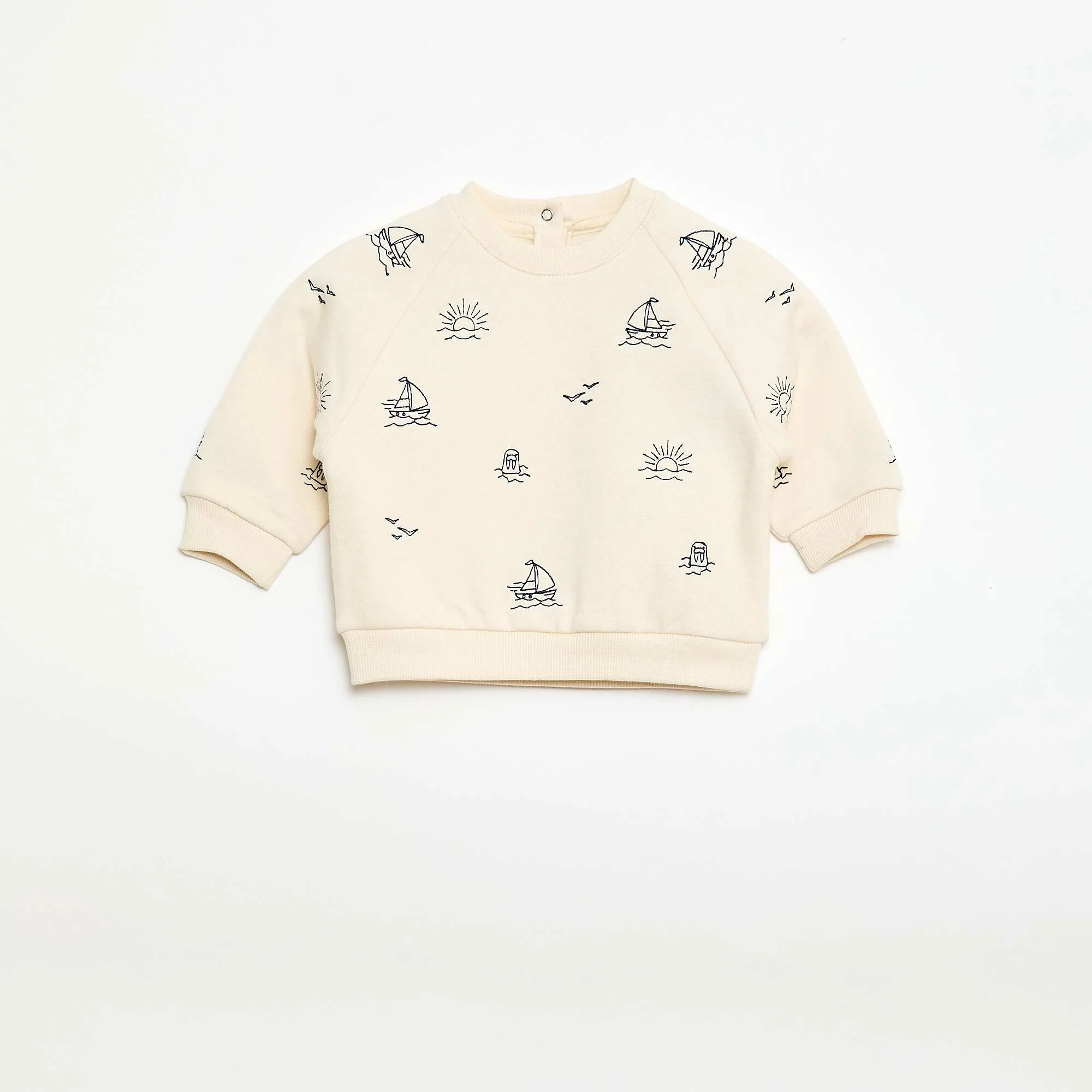 Raglan Sleeve Fleece Sweatshirt BEIGE