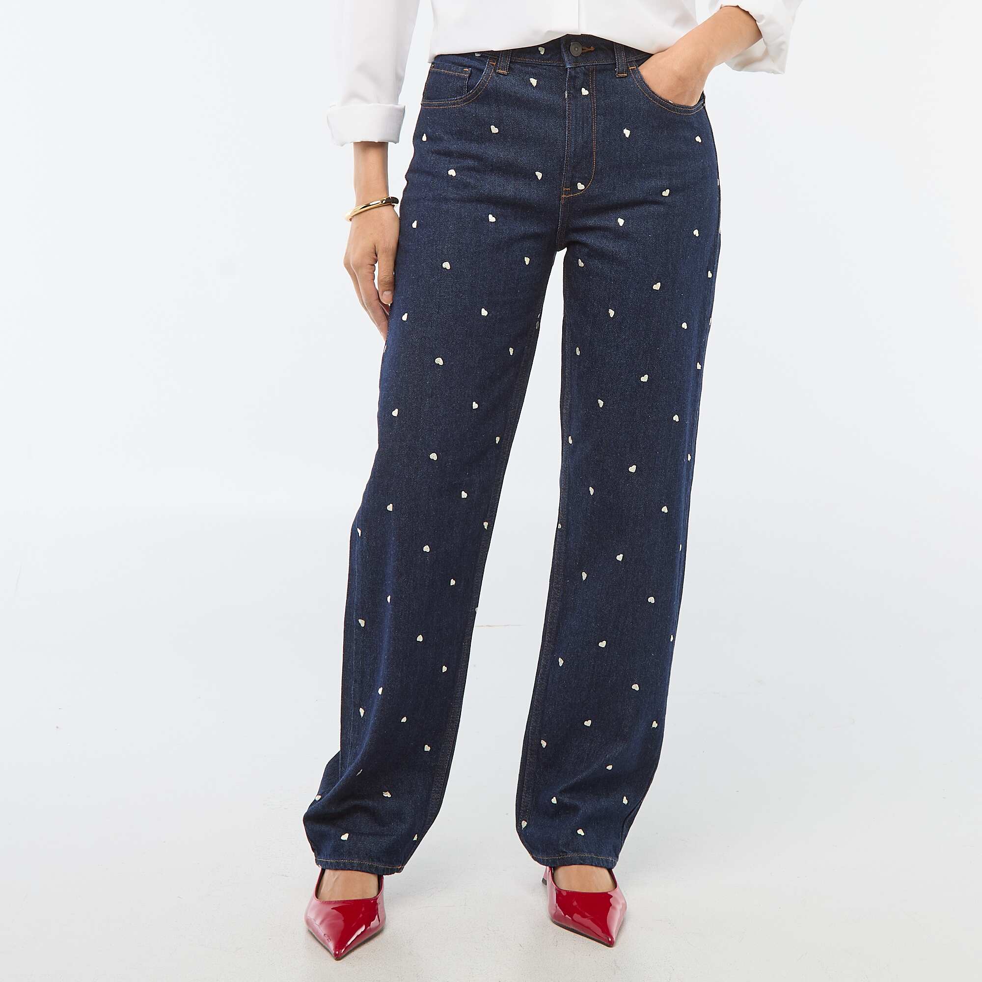 Regular Cotton Jean with All-Over Embroidery BLUE - Image 2