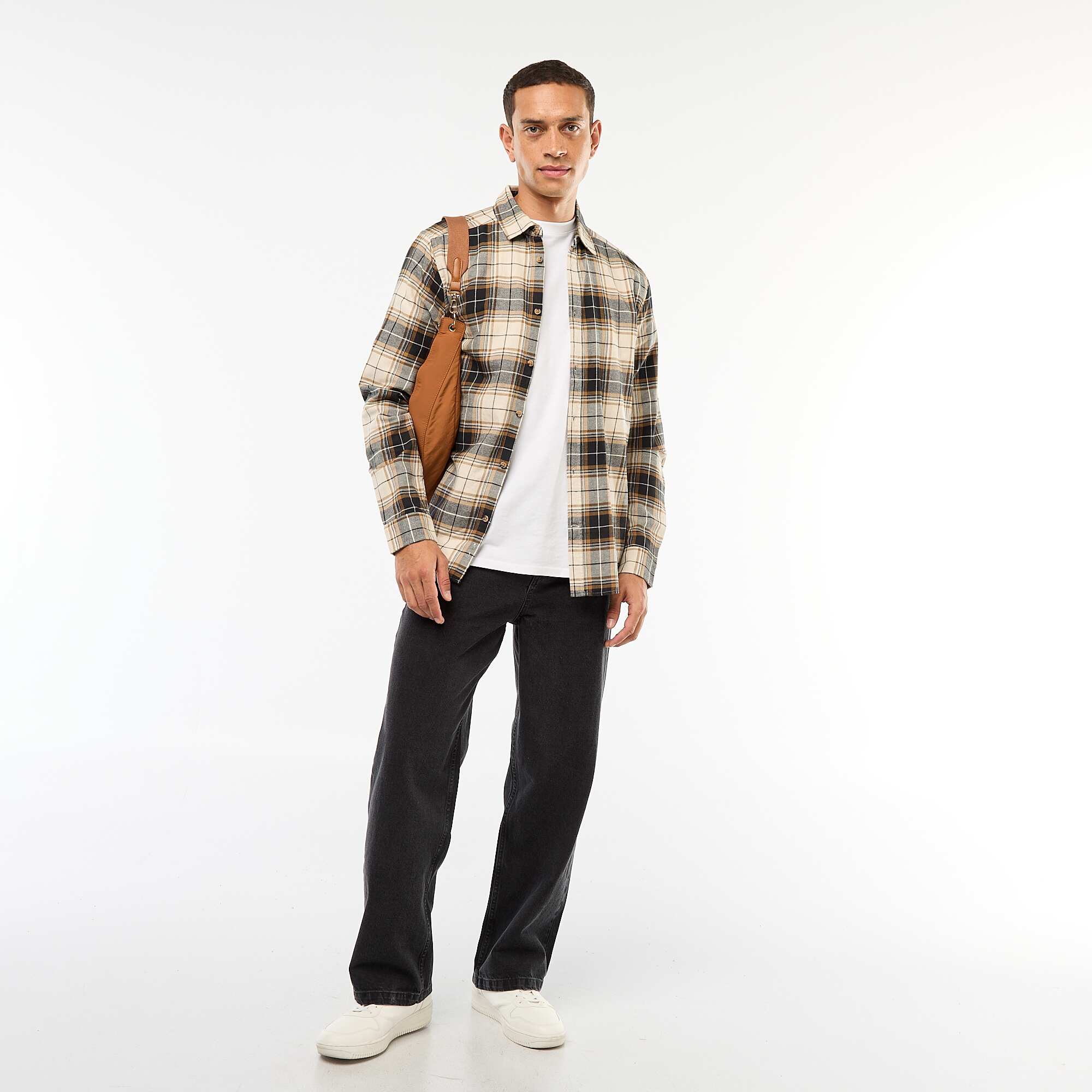 Regular Fit Checkered Shirt BEIGE - Image 2