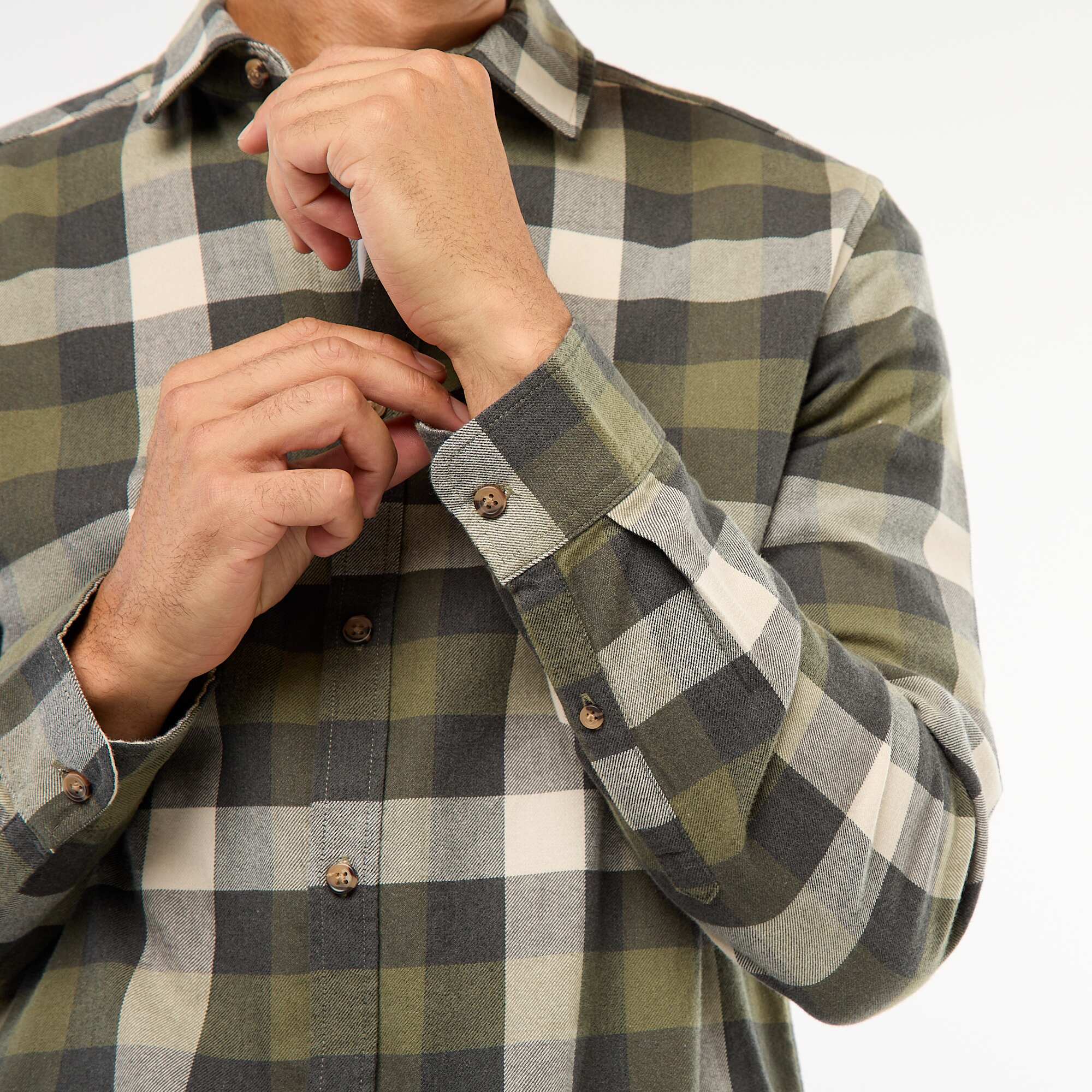 Regular Fit Checkered Shirt KHAKI - Image 5