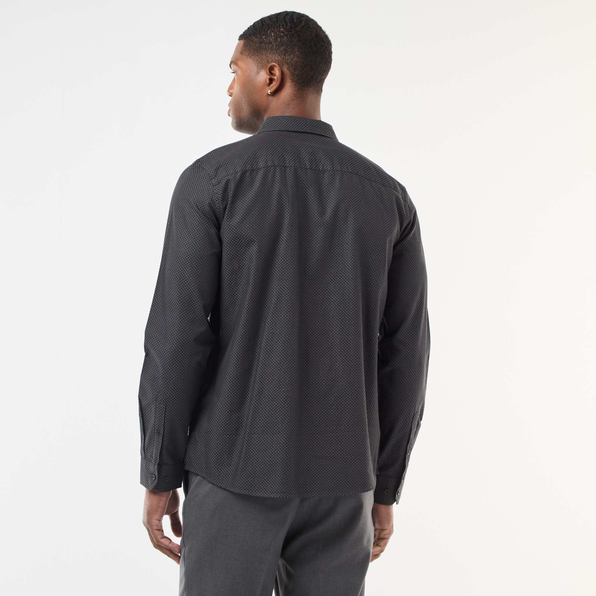 Regular Fit Cotton Dobby Shirt BLACK - Image 4