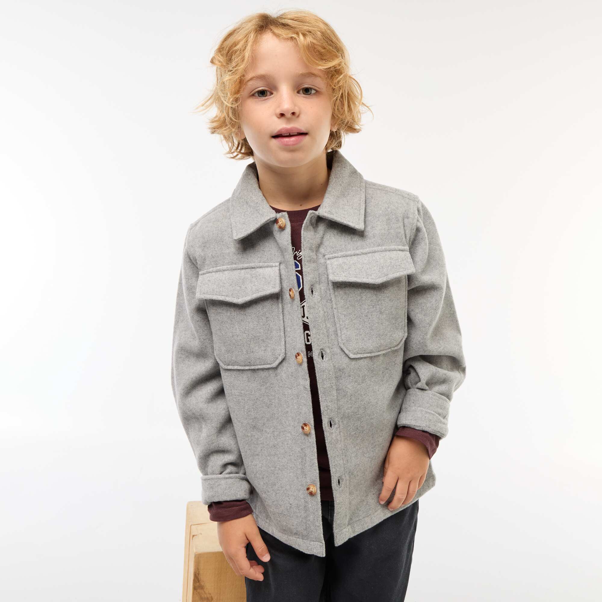Regular Fit Flannel Overshirt GREY