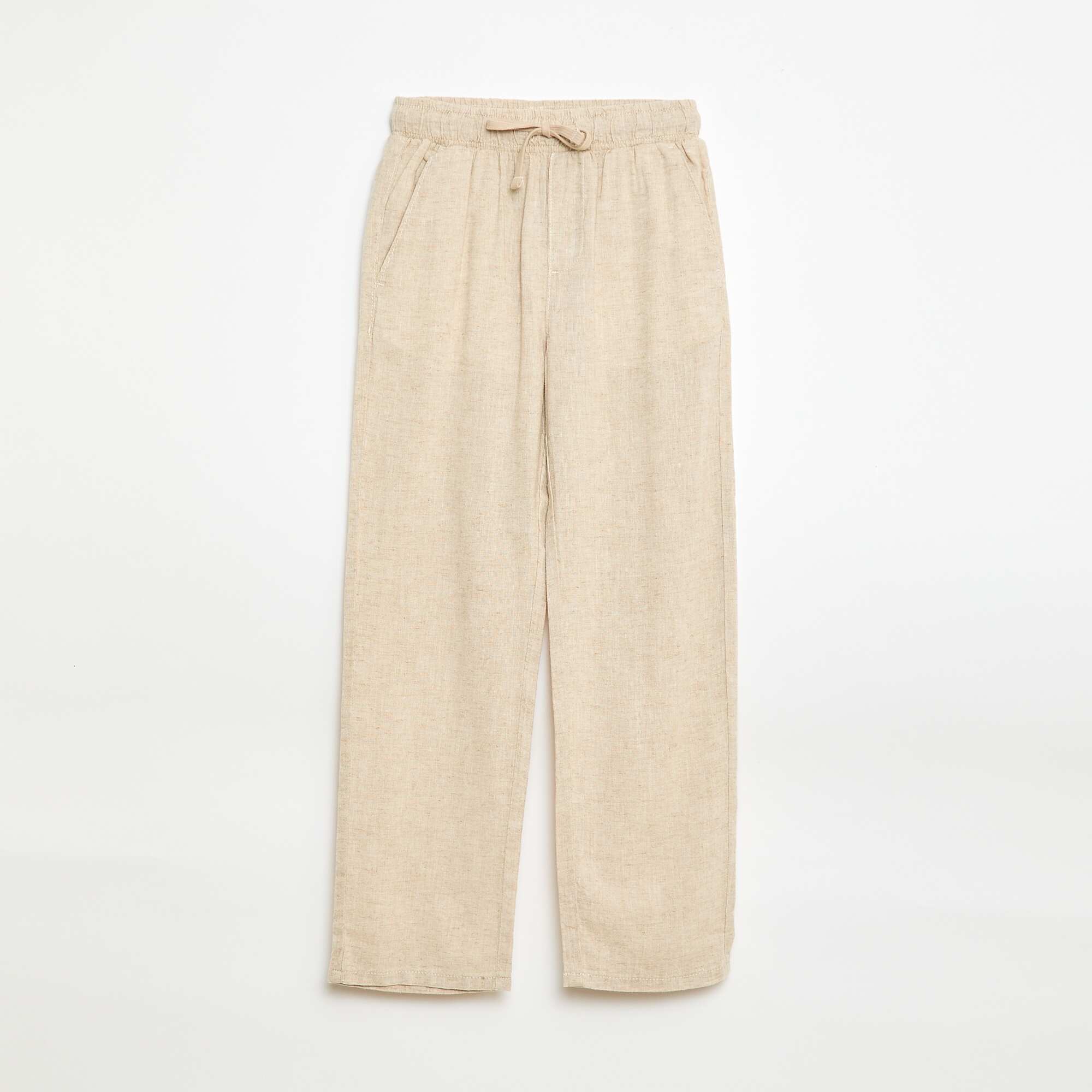 Regular Fit Linen Blend Trousers WHITE
