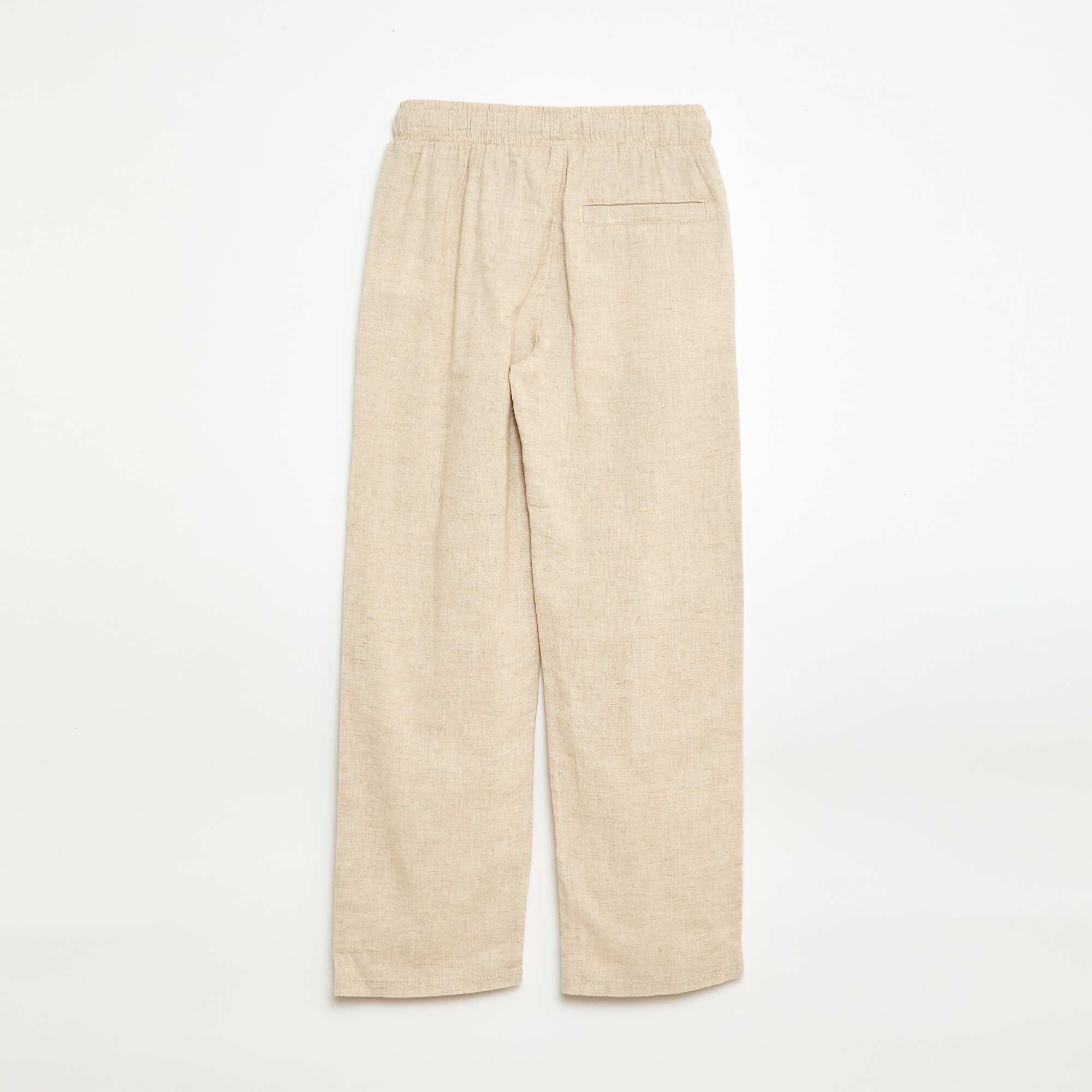 Regular Fit Linen Blend Trousers WHITE - Image 2