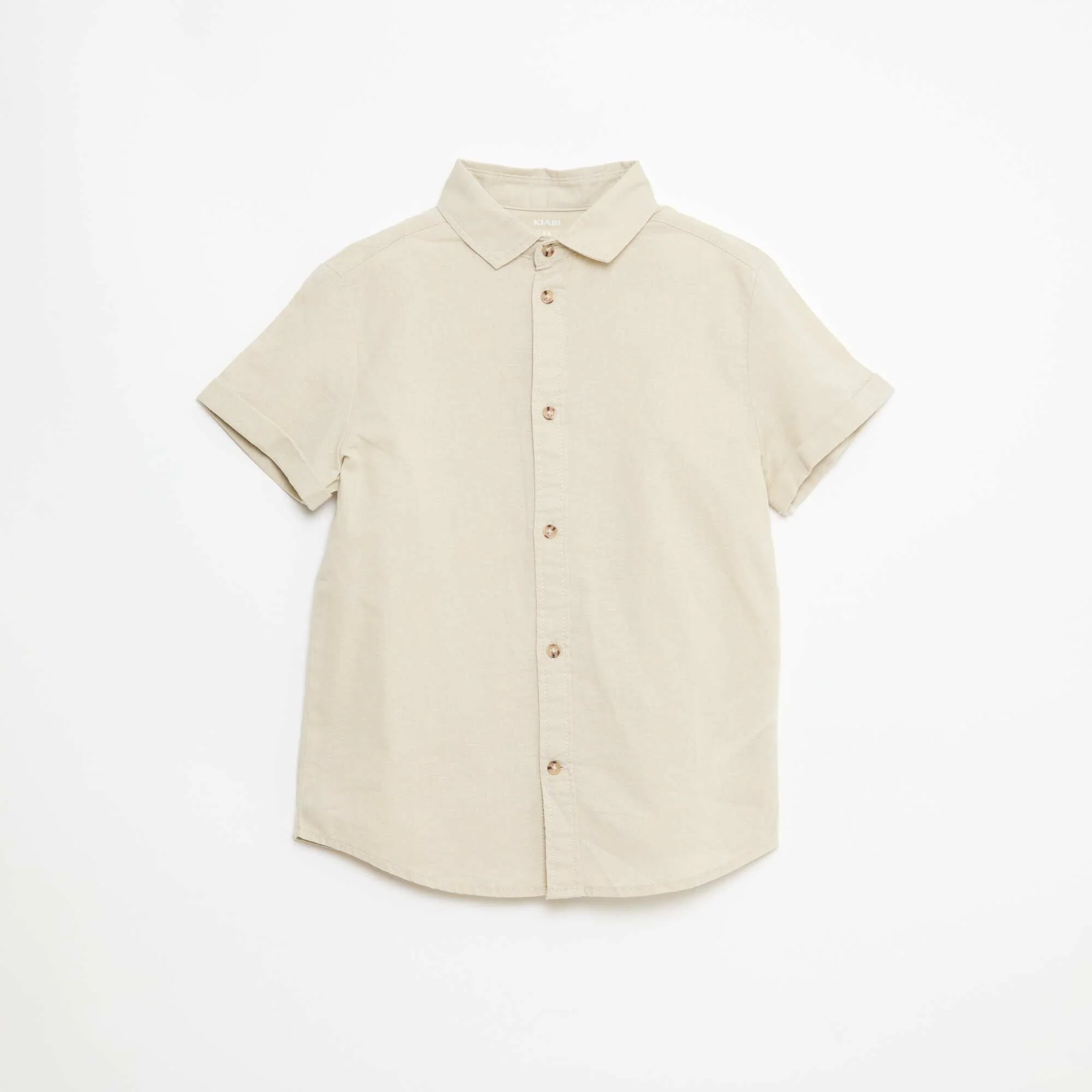 Regular Fit Plain Cotton Shirt BEIGE
