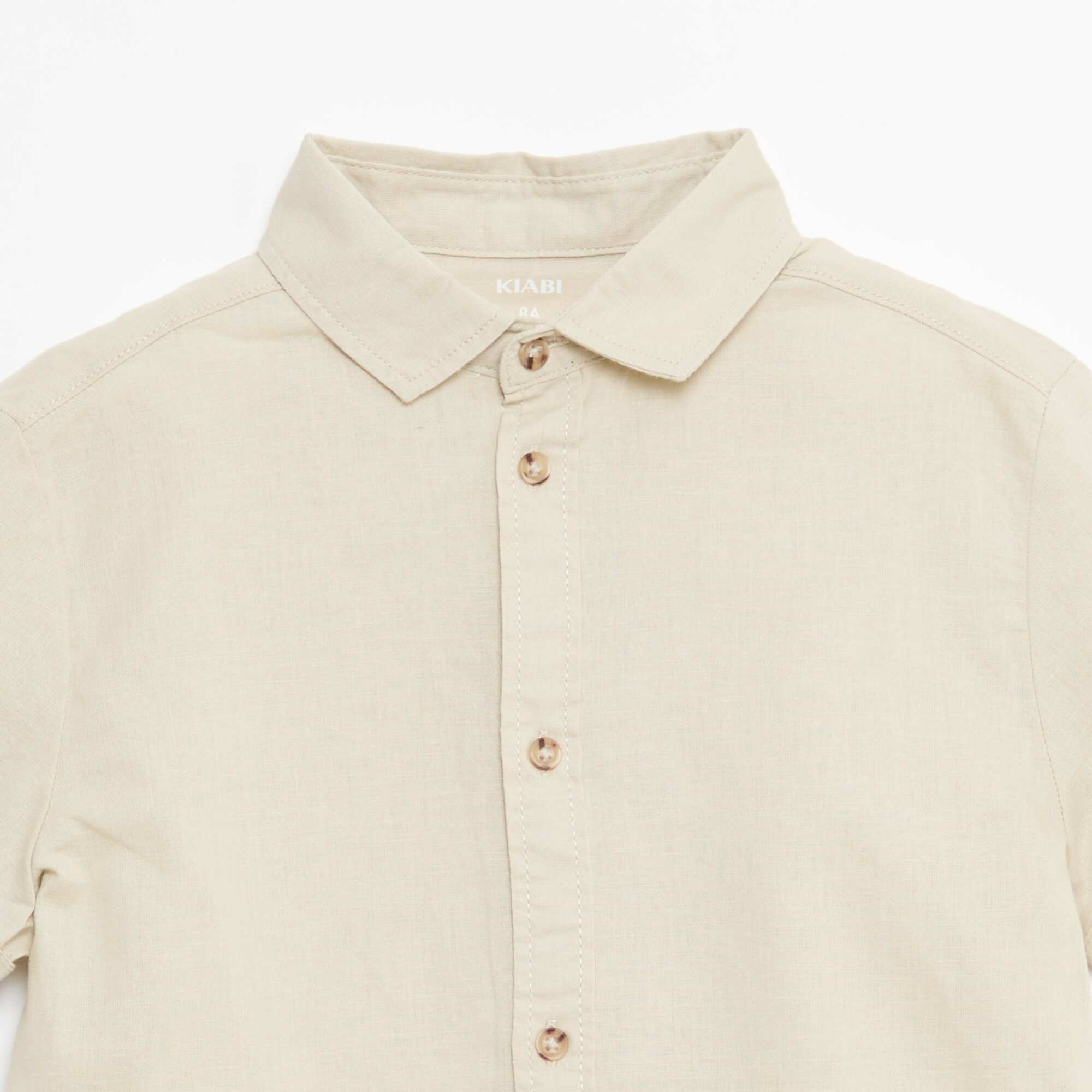 Regular Fit Plain Cotton Shirt BEIGE - Image 2